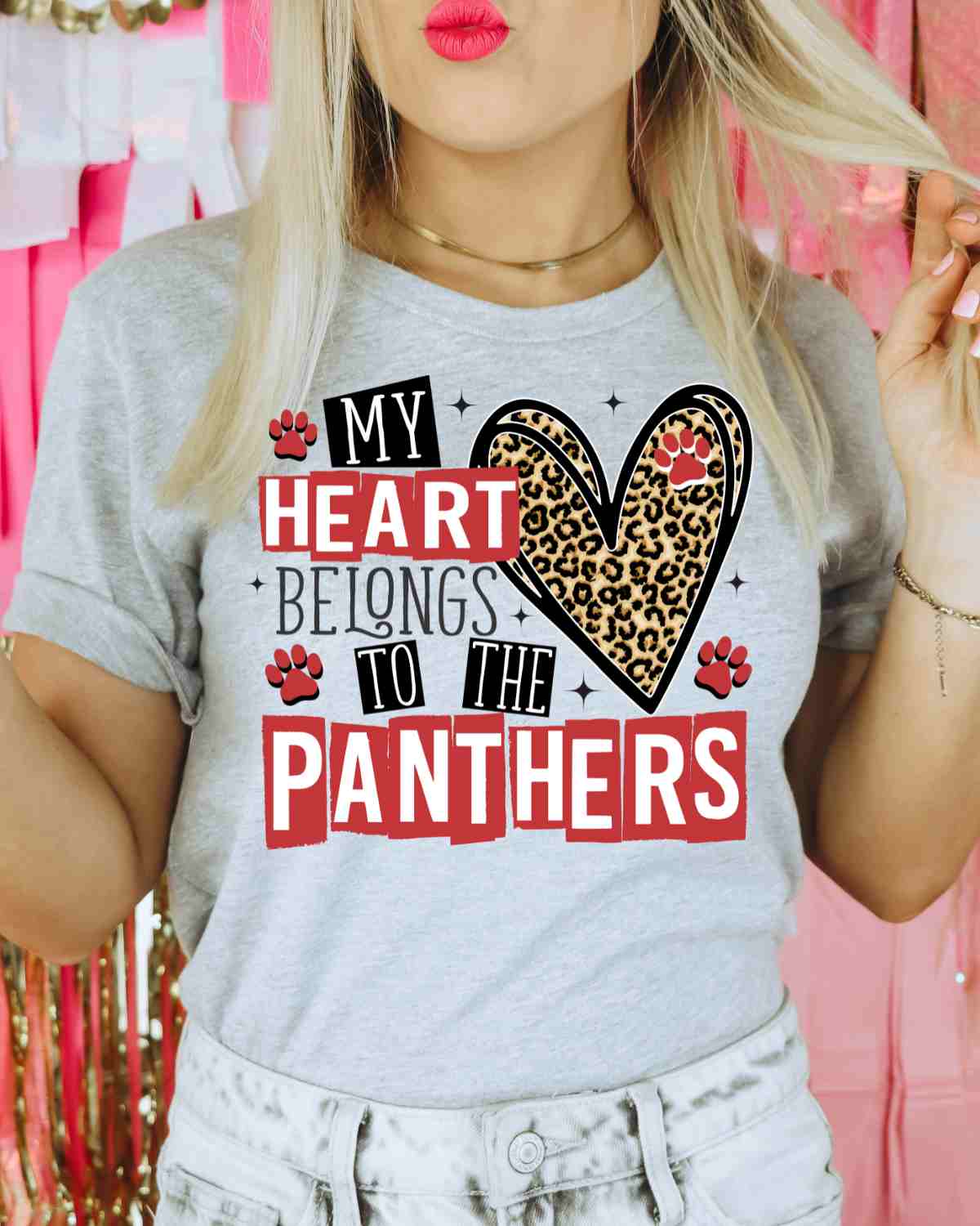 My Heart Belongs to the Panthers DTF Transfer - Rustic Grace Heat Transfer Company