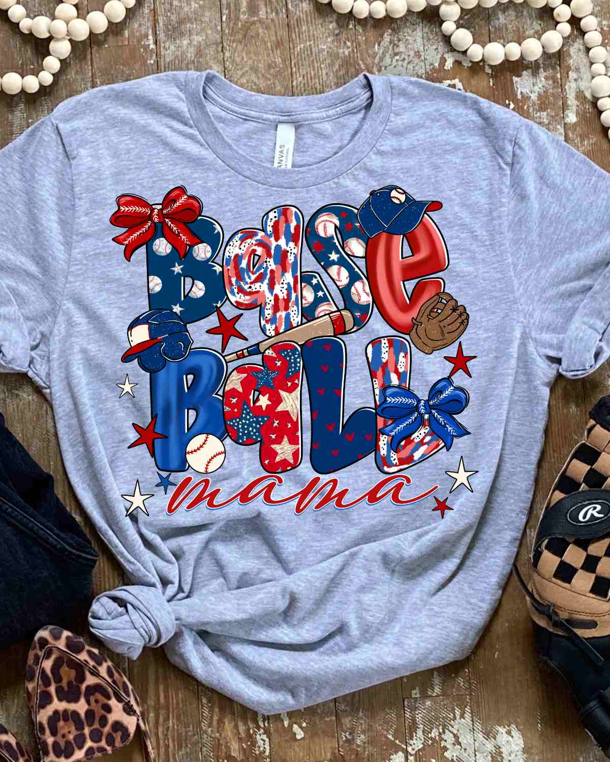 Baseball Mama Patriotic DTF Transfer