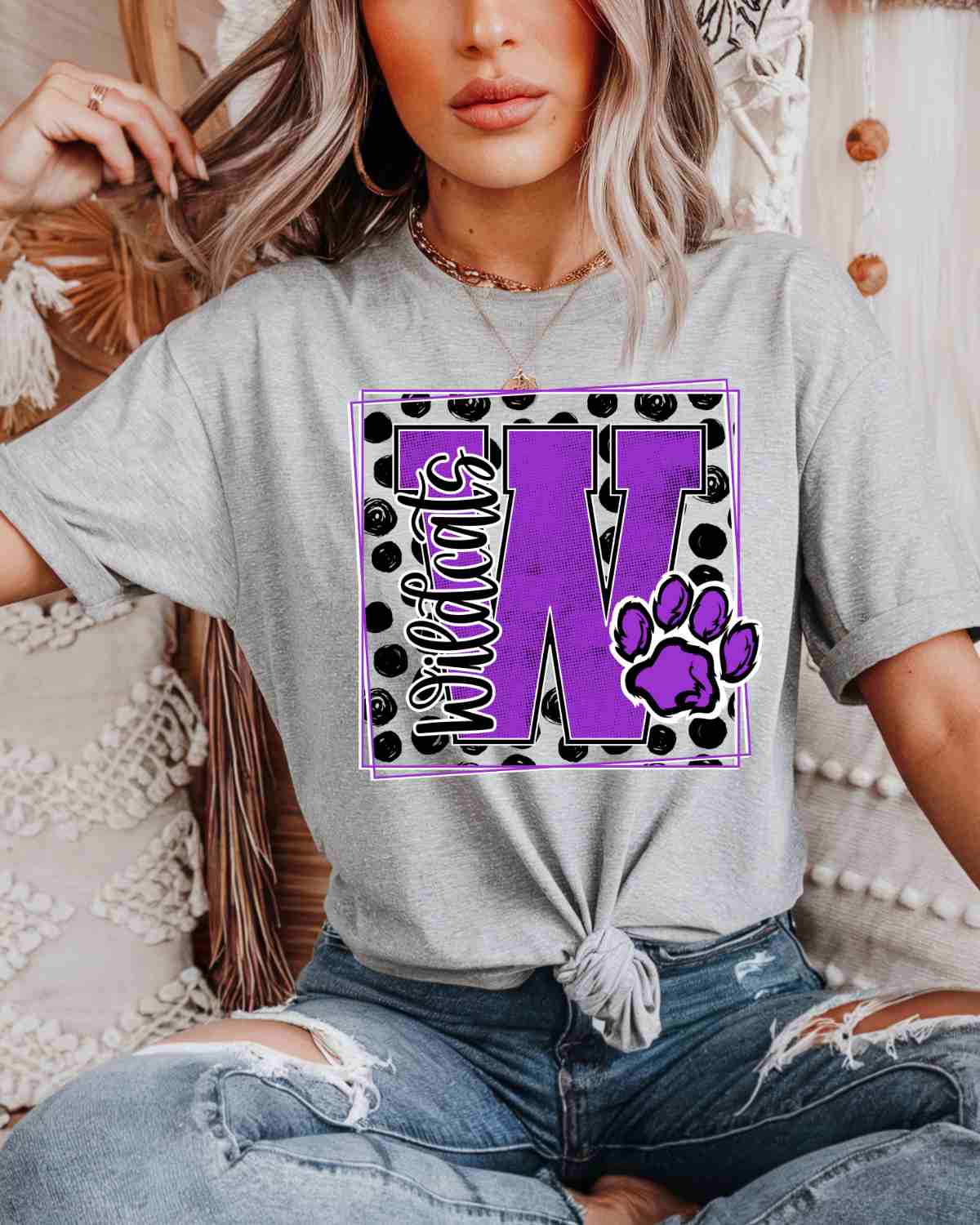 Wildcats Square Polka Dot DTF Transfer