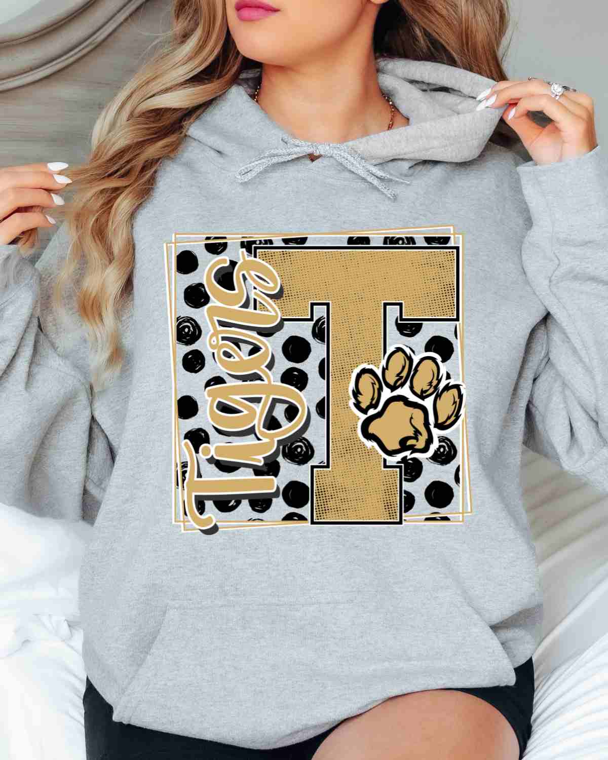 Tigers Square Polka Dot DTF Transfer - Rustic Grace Heat Transfer Company