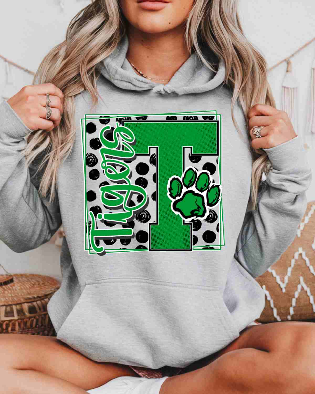 Tigers Square Polka Dot DTF Transfer - Rustic Grace Heat Transfer Company