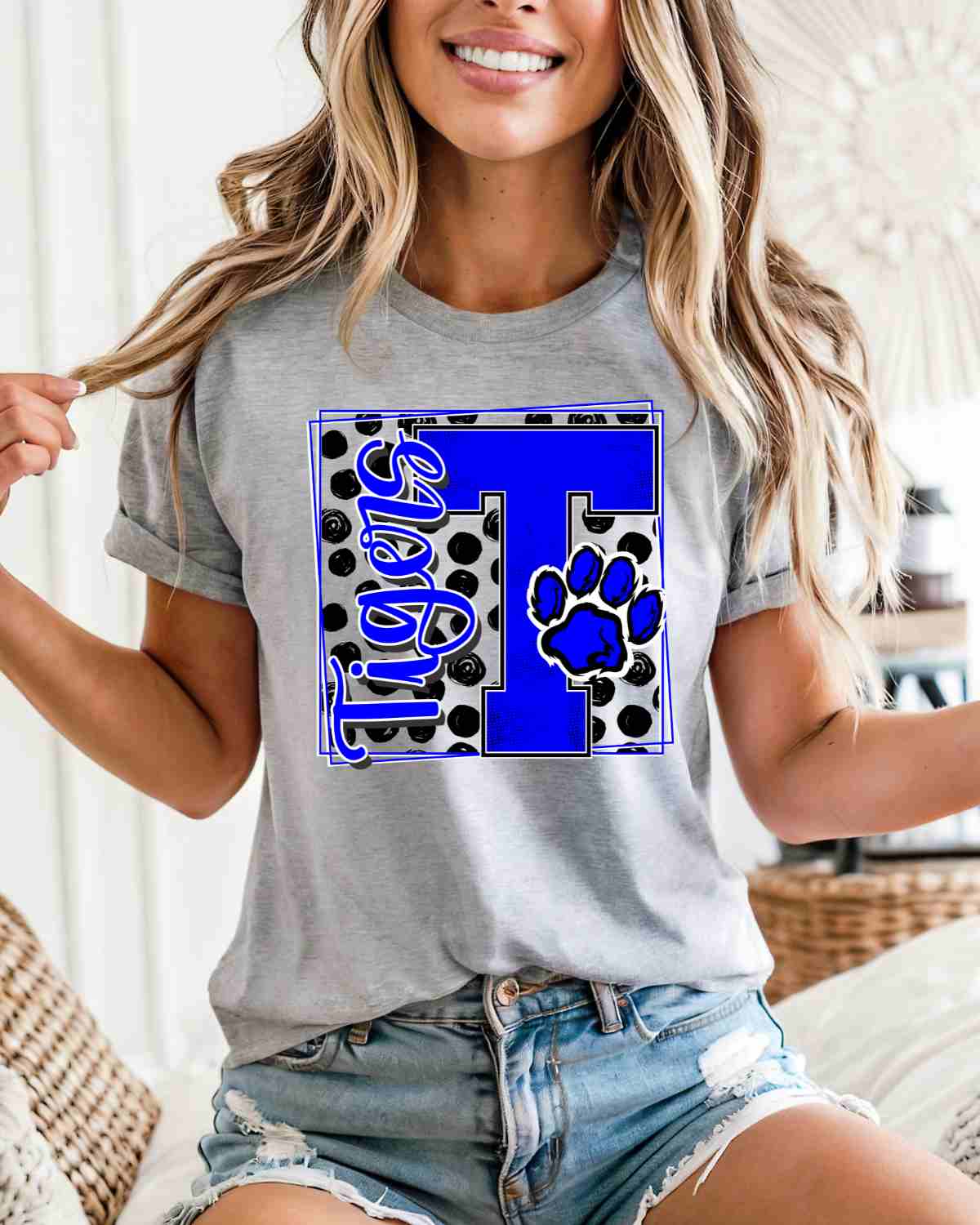 Tigers Square Polka Dot DTF Transfer - Rustic Grace Heat Transfer Company