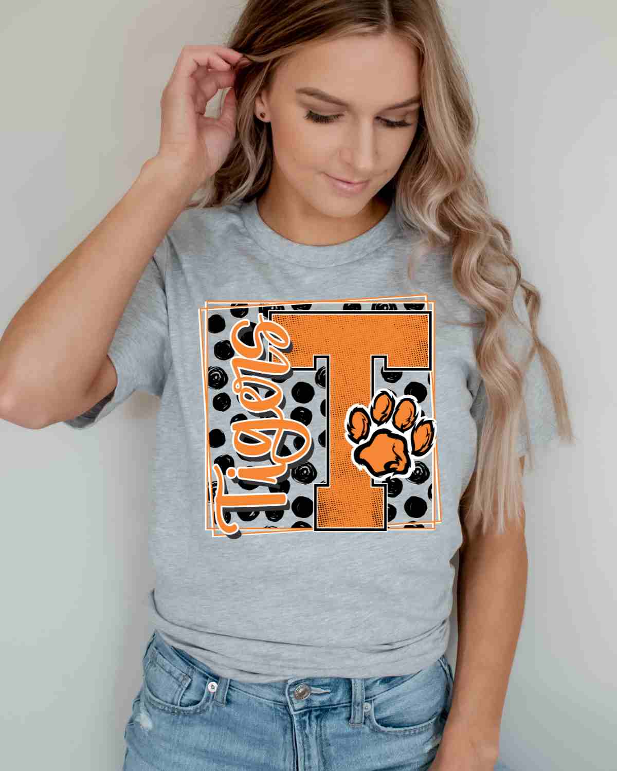 Tigers Square Polka Dot DTF Transfer - Rustic Grace Heat Transfer Company