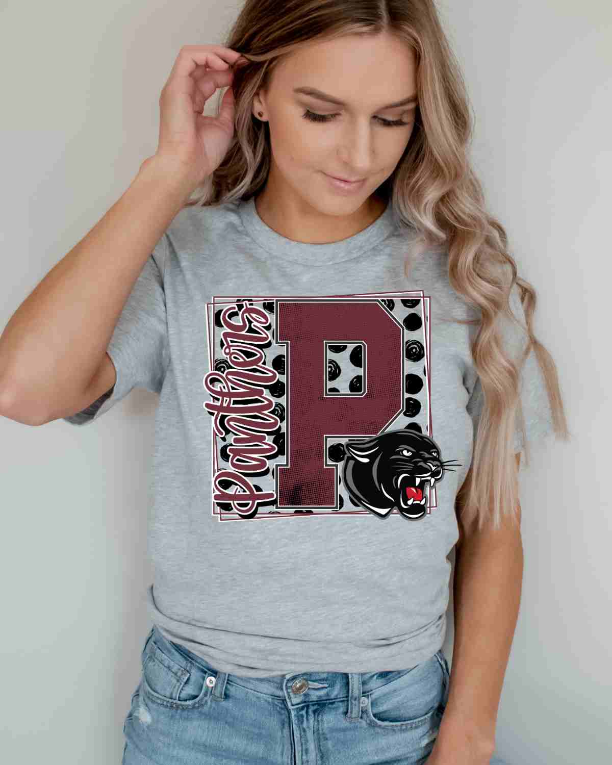 Panthers Square Letter Logo DTF Transfer - Rustic Grace Heat Transfer Company