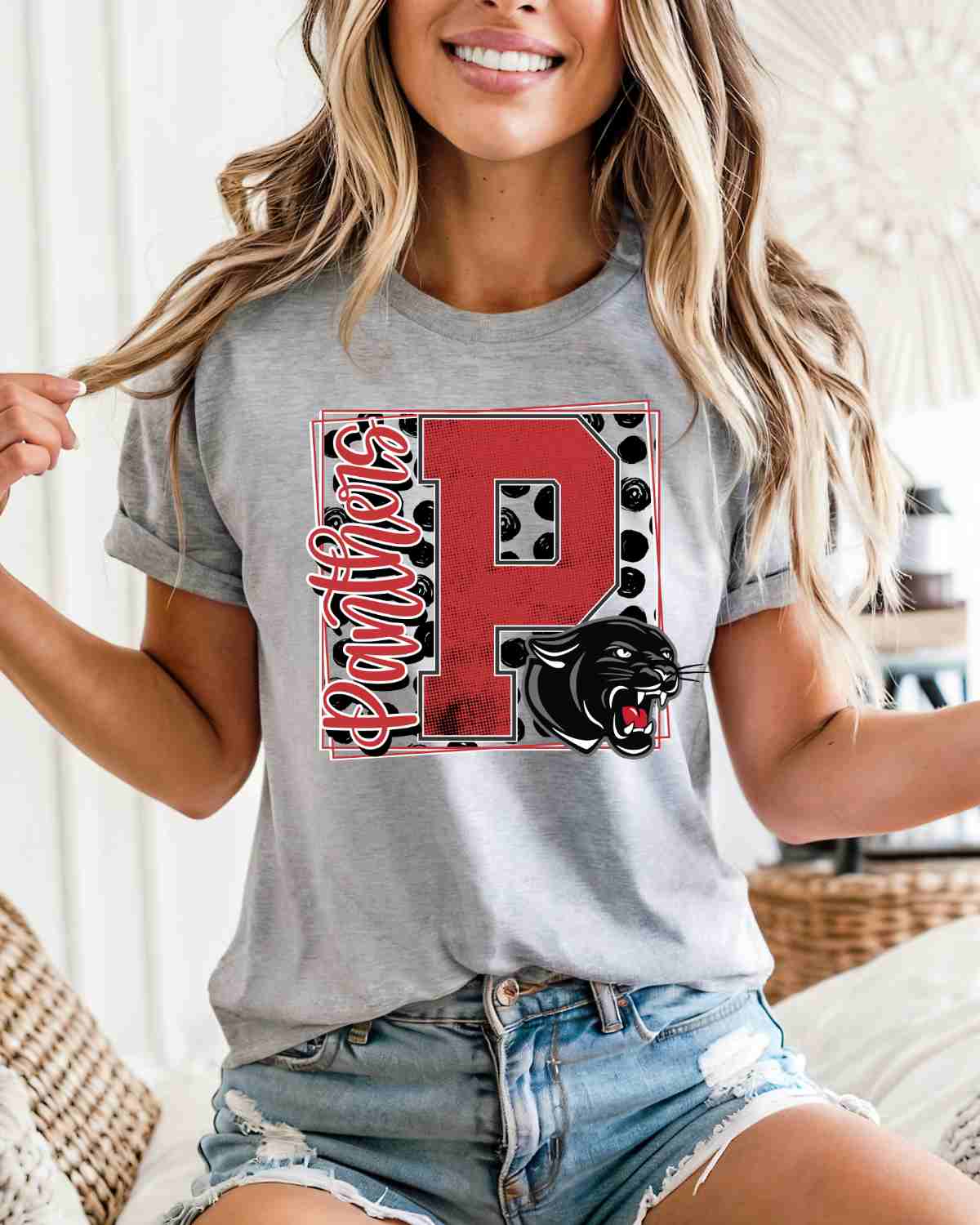 Panthers Square Letter Logo DTF Transfer - Rustic Grace Heat Transfer Company