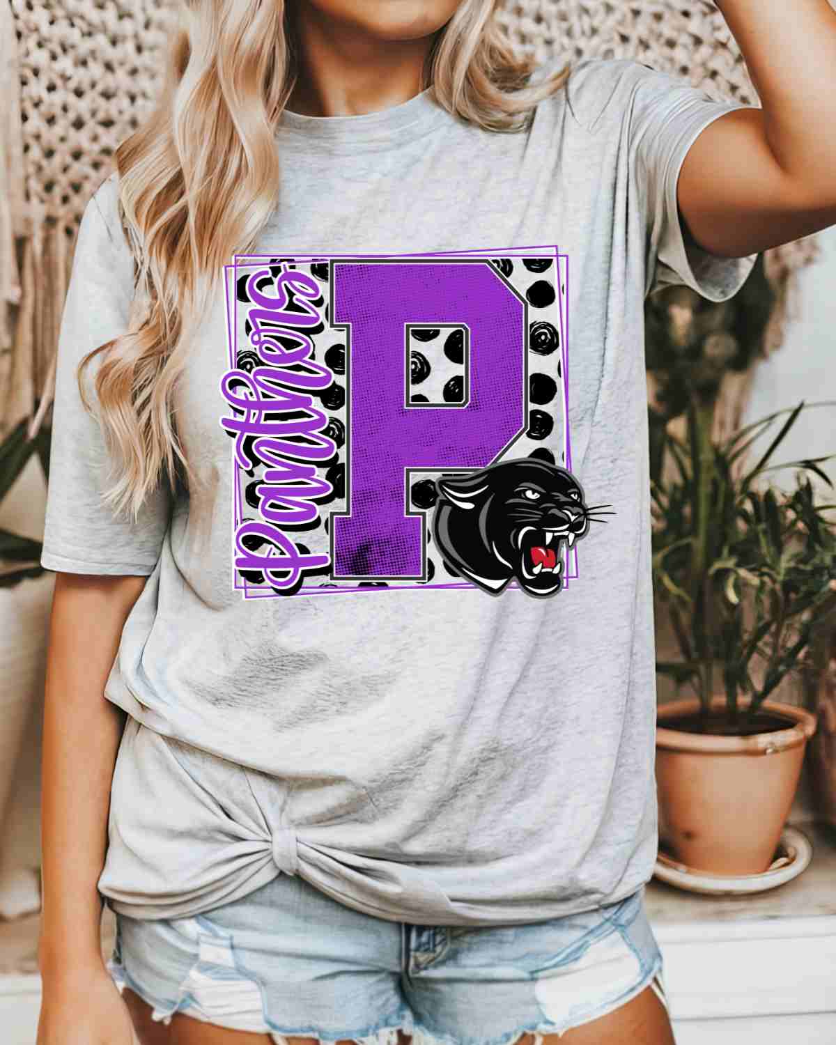 Panthers Square Letter Logo DTF Transfer - Rustic Grace Heat Transfer Company