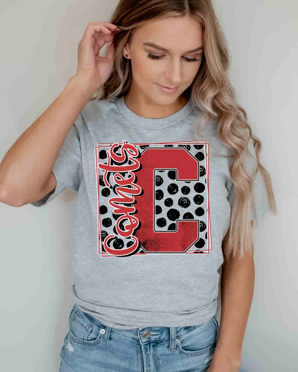 Comets Square Polka Dot DTF Transfer - Rustic Grace Heat Transfer Company