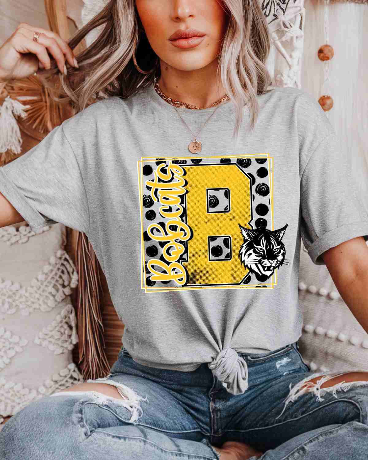 Bobcats Square Polka Dot DTF Transfer