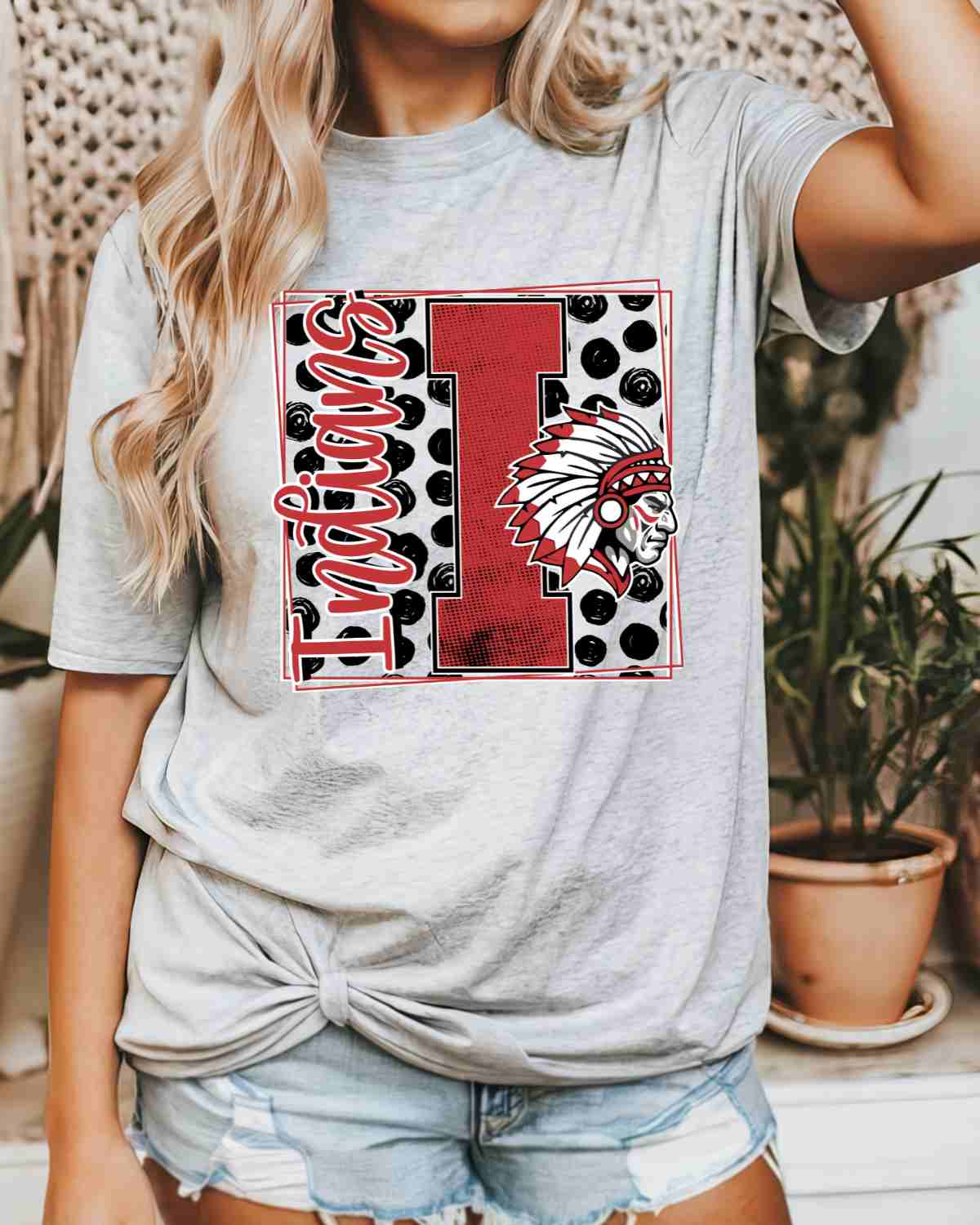 Indians Square Polka Dot DTF Transfer