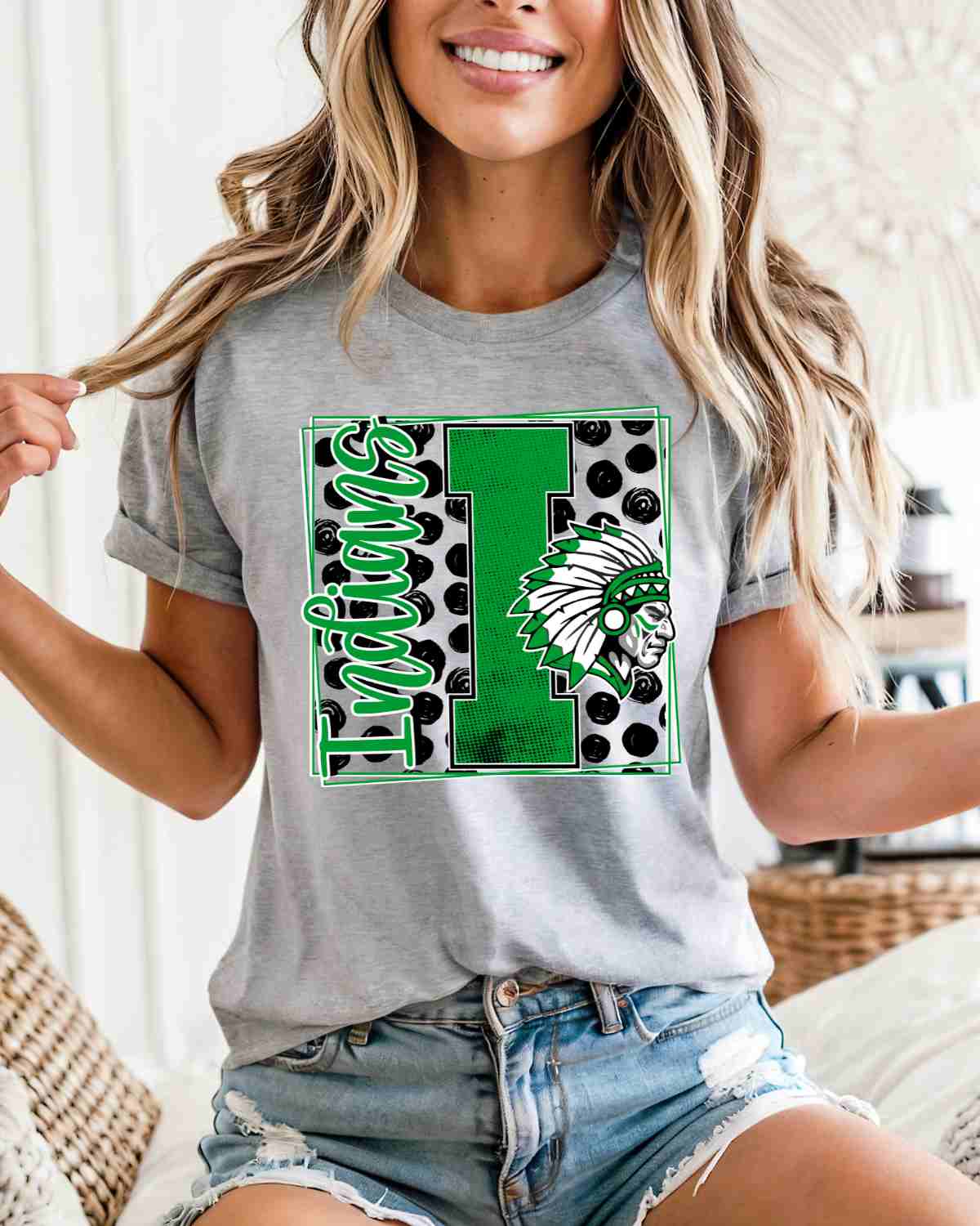 Indians Square Polka Dot DTF Transfer