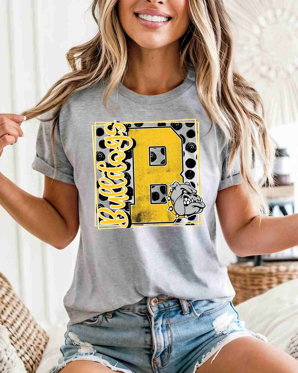 Bulldogs Square Polka Dot DTF Transfer - Rustic Grace Heat Transfer Company