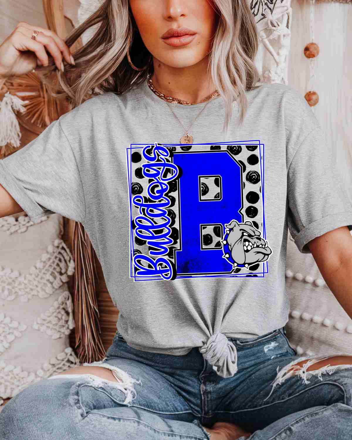 Bulldogs Square Polka Dot DTF Transfer - Rustic Grace Heat Transfer Company