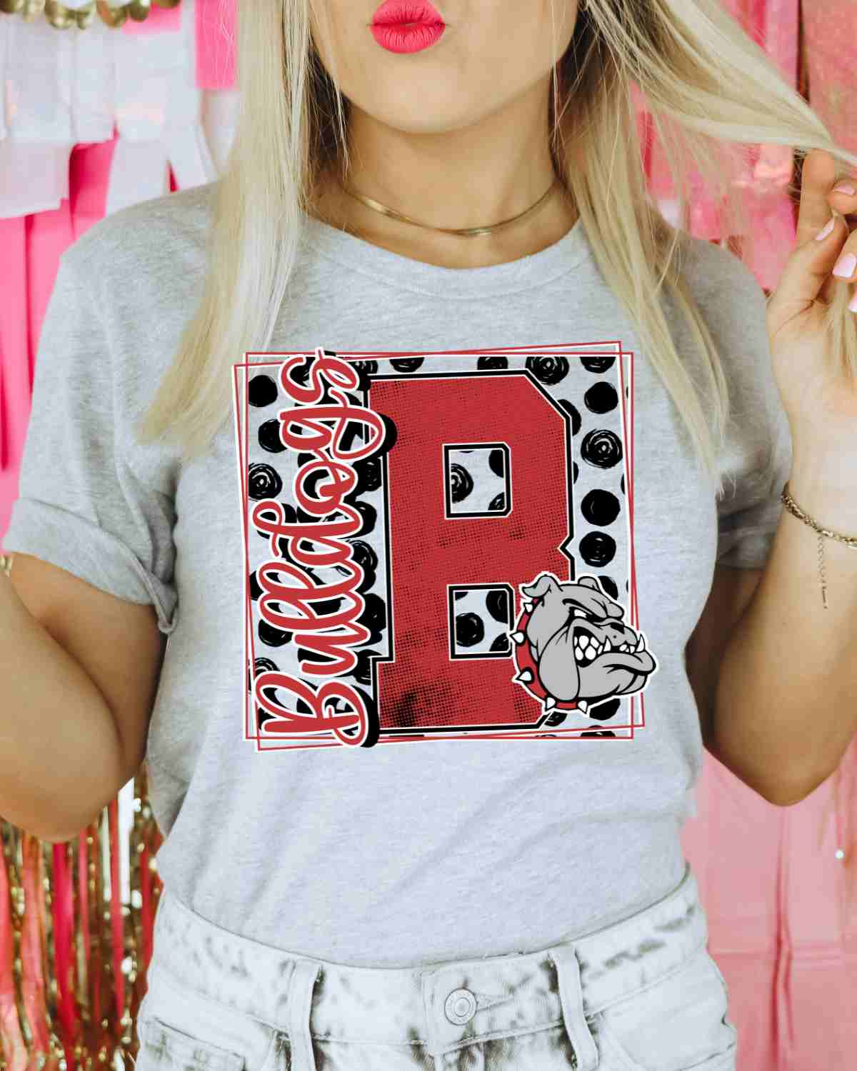 Bulldogs Square Polka Dot DTF Transfer - Rustic Grace Heat Transfer Company