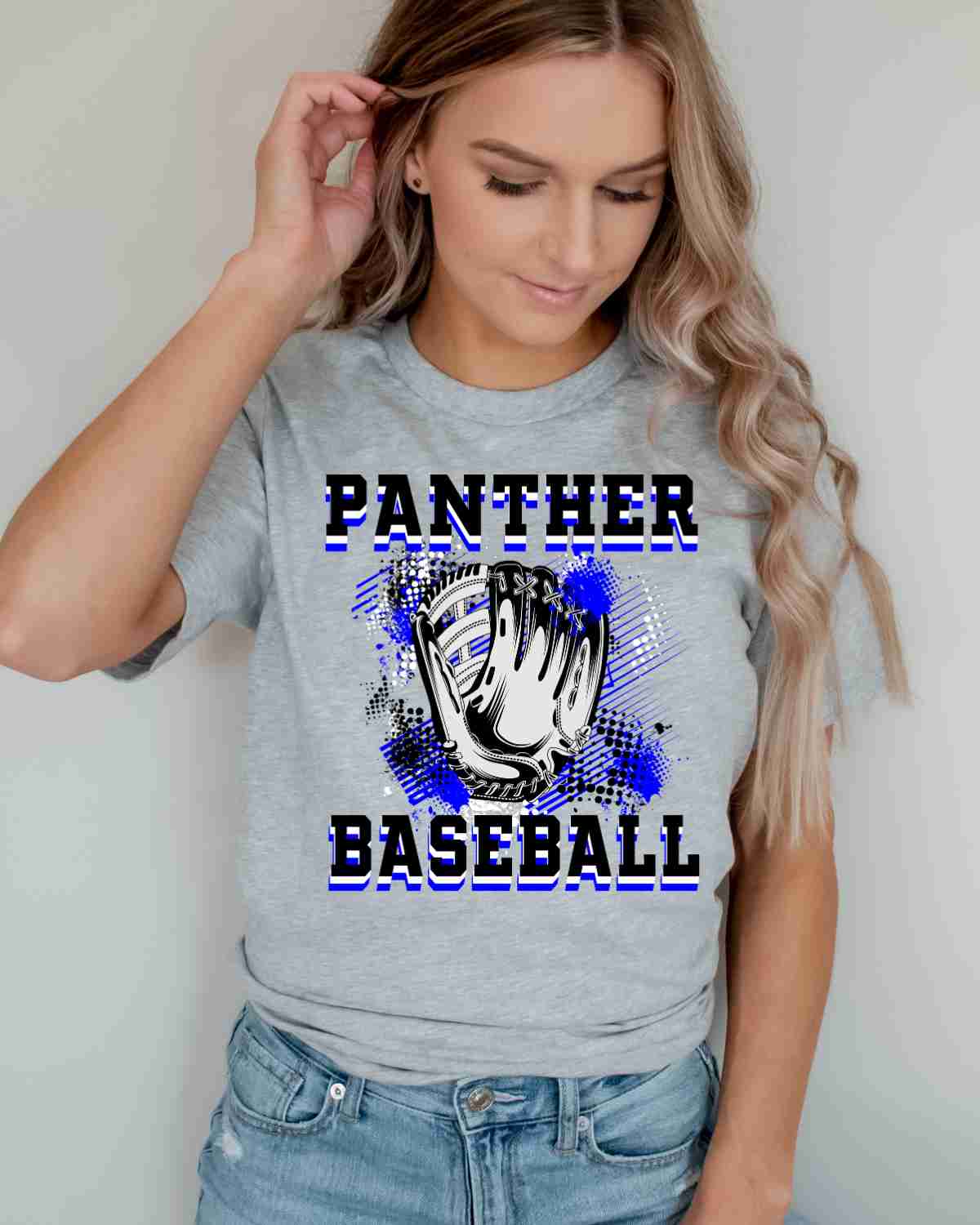 Panthers Baseball Grunge Glove DTF Transfer - Rustic Grace Heat Transfer Company