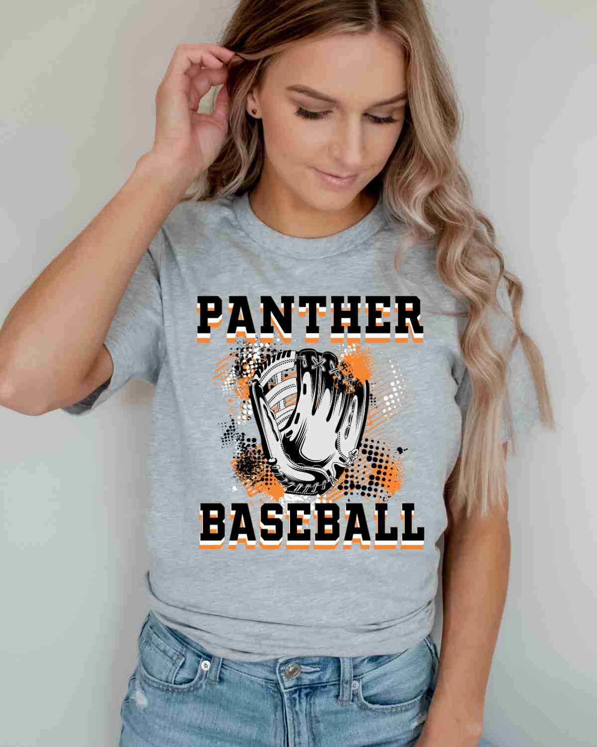 Panthers Baseball Grunge Glove DTF Transfer - Rustic Grace Heat Transfer Company