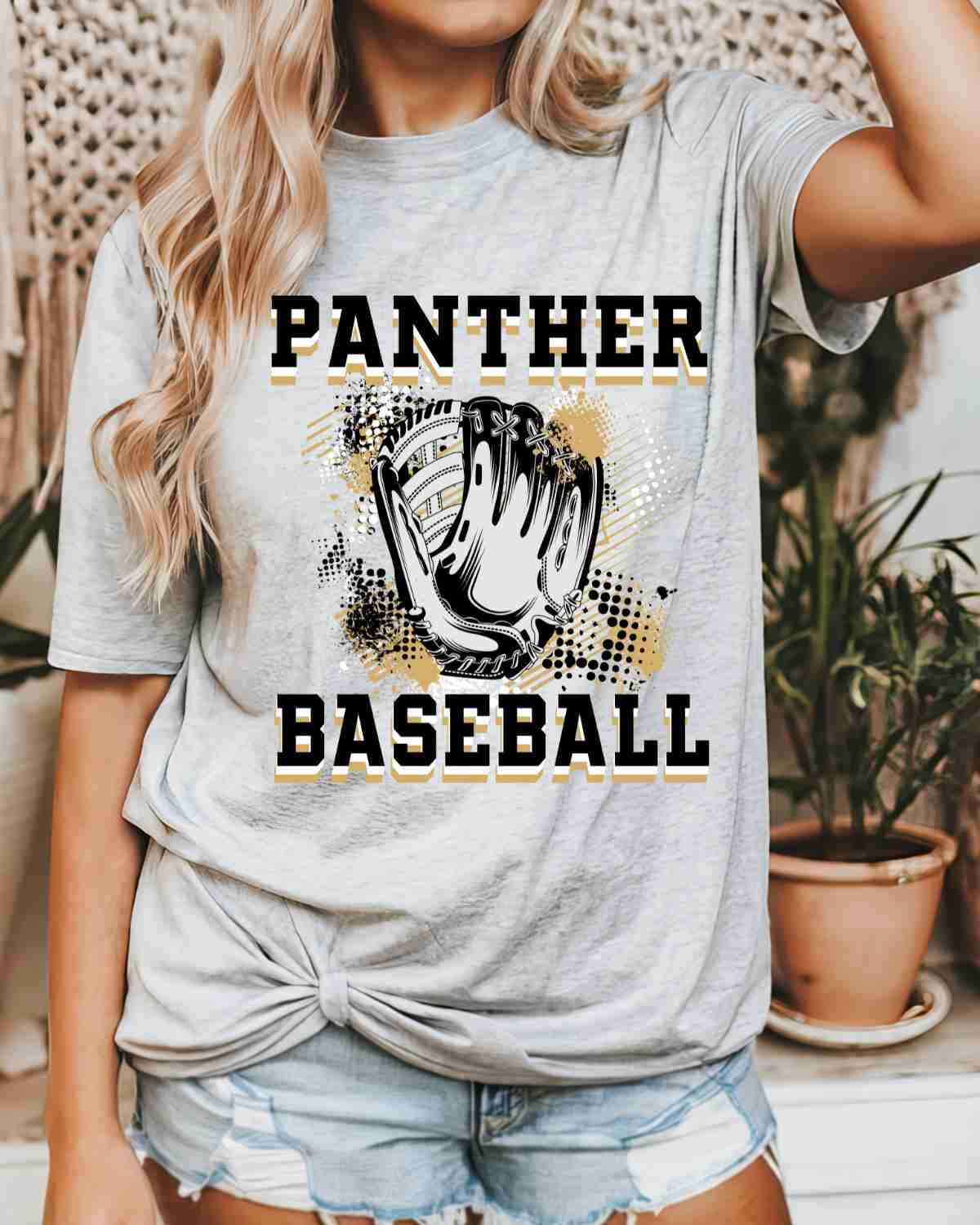 Panthers Baseball Grunge Glove DTF Transfer - Rustic Grace Heat Transfer Company