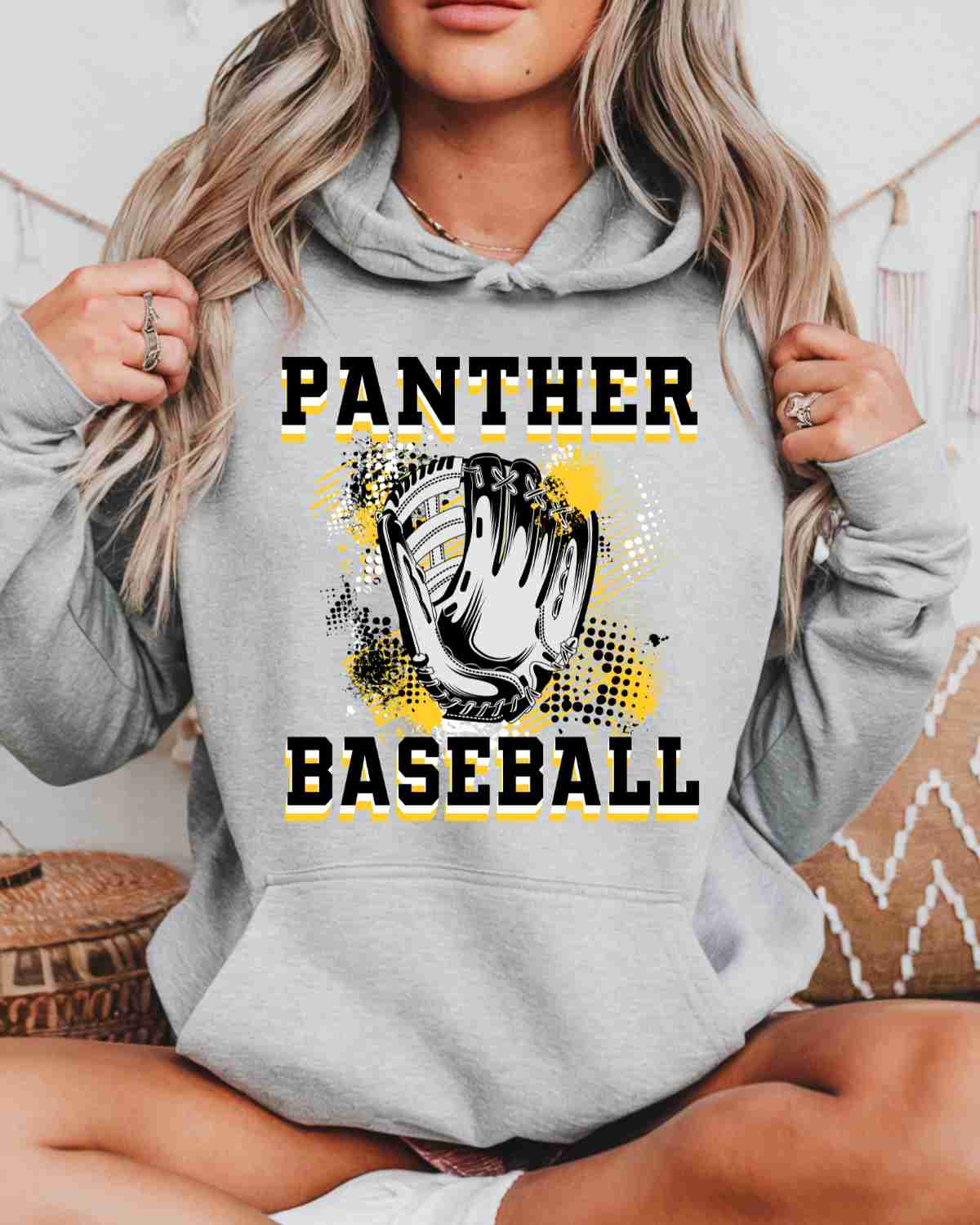 Panthers Baseball Grunge Glove DTF Transfer - Rustic Grace Heat Transfer Company