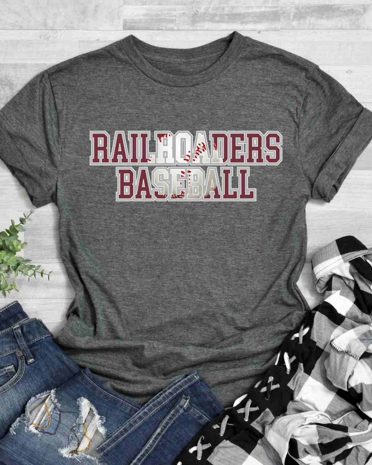 Railroaders Baseball Words DTF Transfer - Rustic Grace Heat Transfer Company