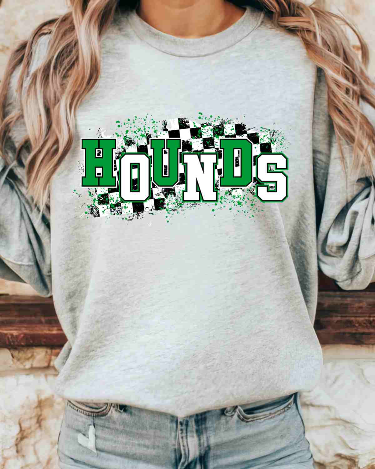 Hounds Checkered Swash DTF Transfer - Rustic Grace Heat Transfer Company