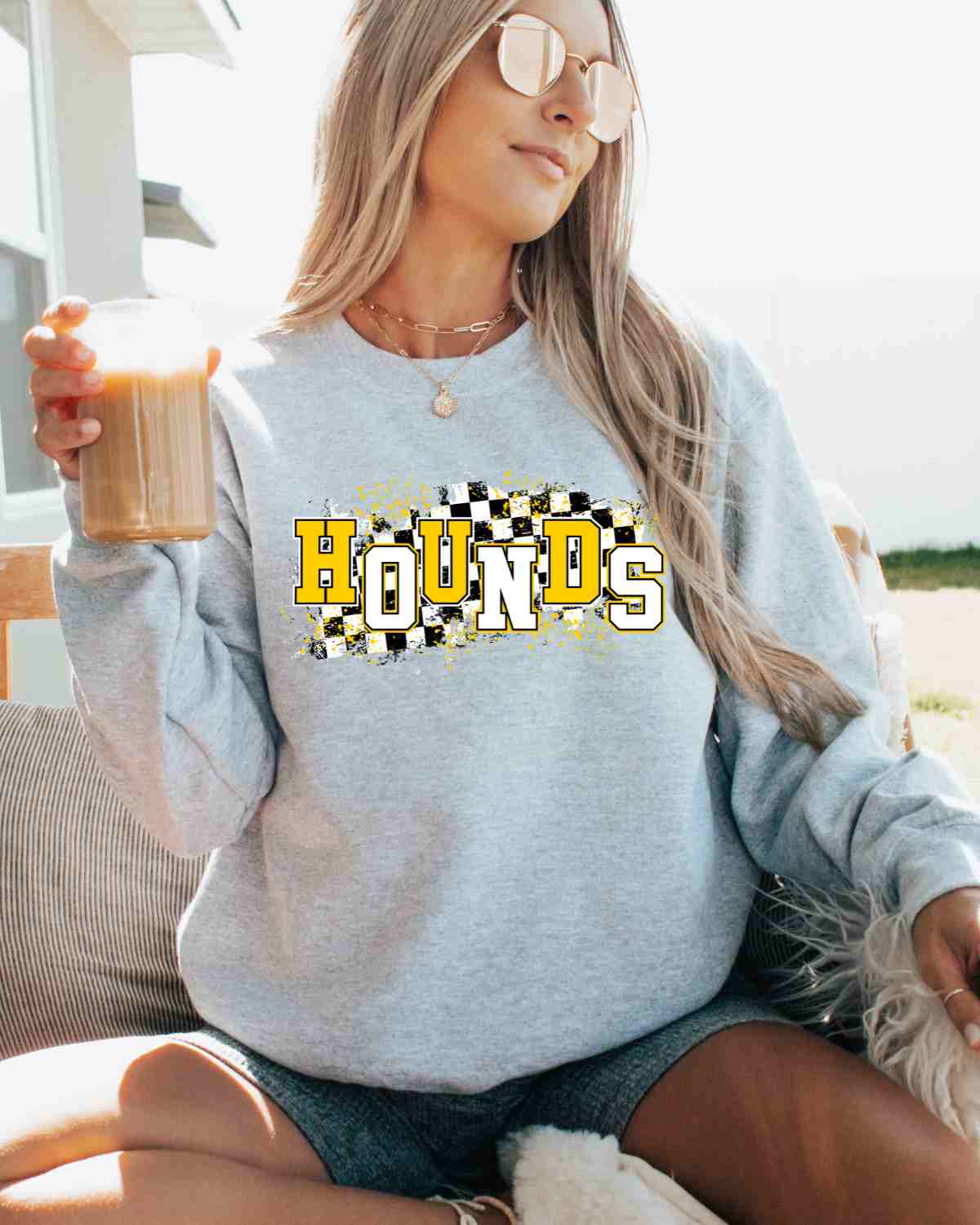 Hounds Checkered Swash DTF Transfer - Rustic Grace Heat Transfer Company