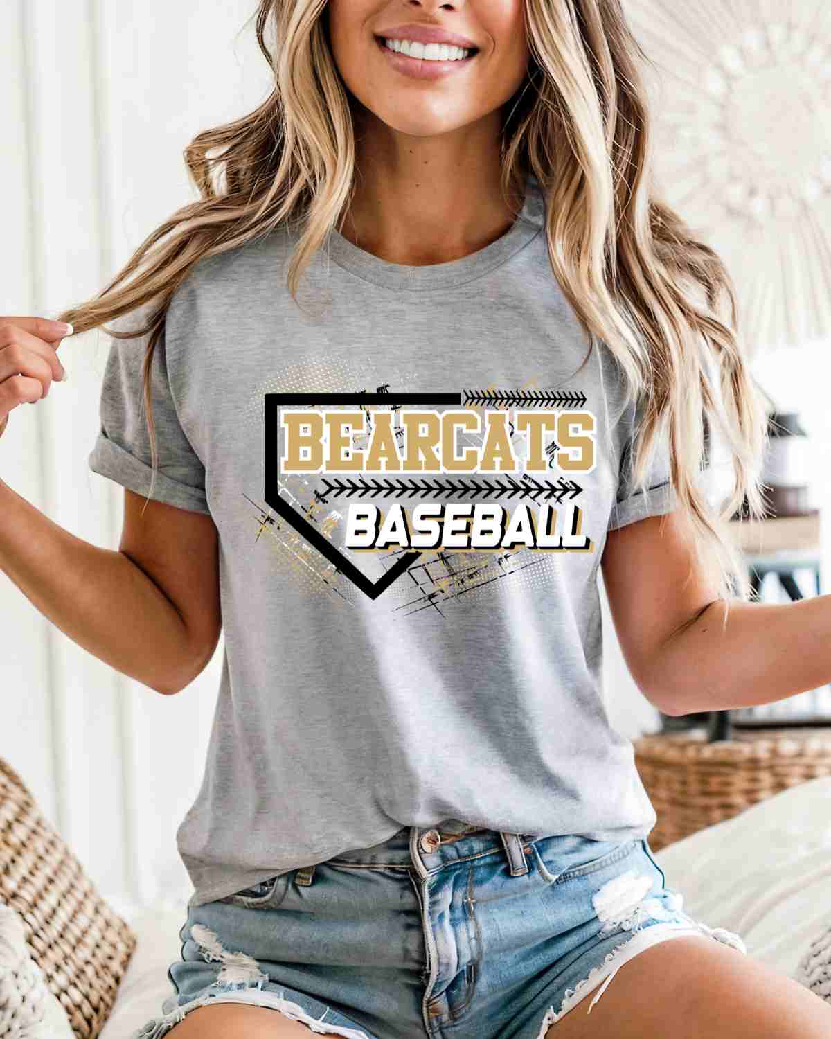 Bearcats Baseball Home Plate Grunge DTF Transfer - Rustic Grace Heat Transfer Company