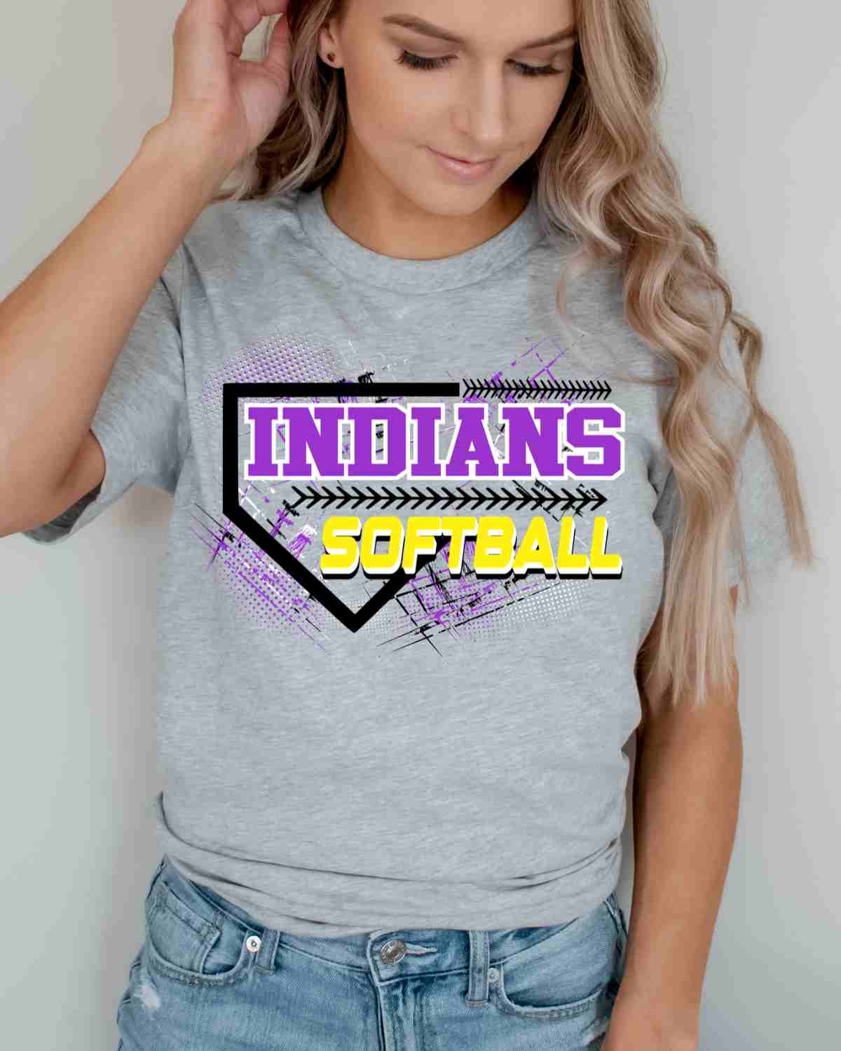 Indians Softball Home Plate Grunge DTF Transfer - Rustic Grace Heat Transfer Company