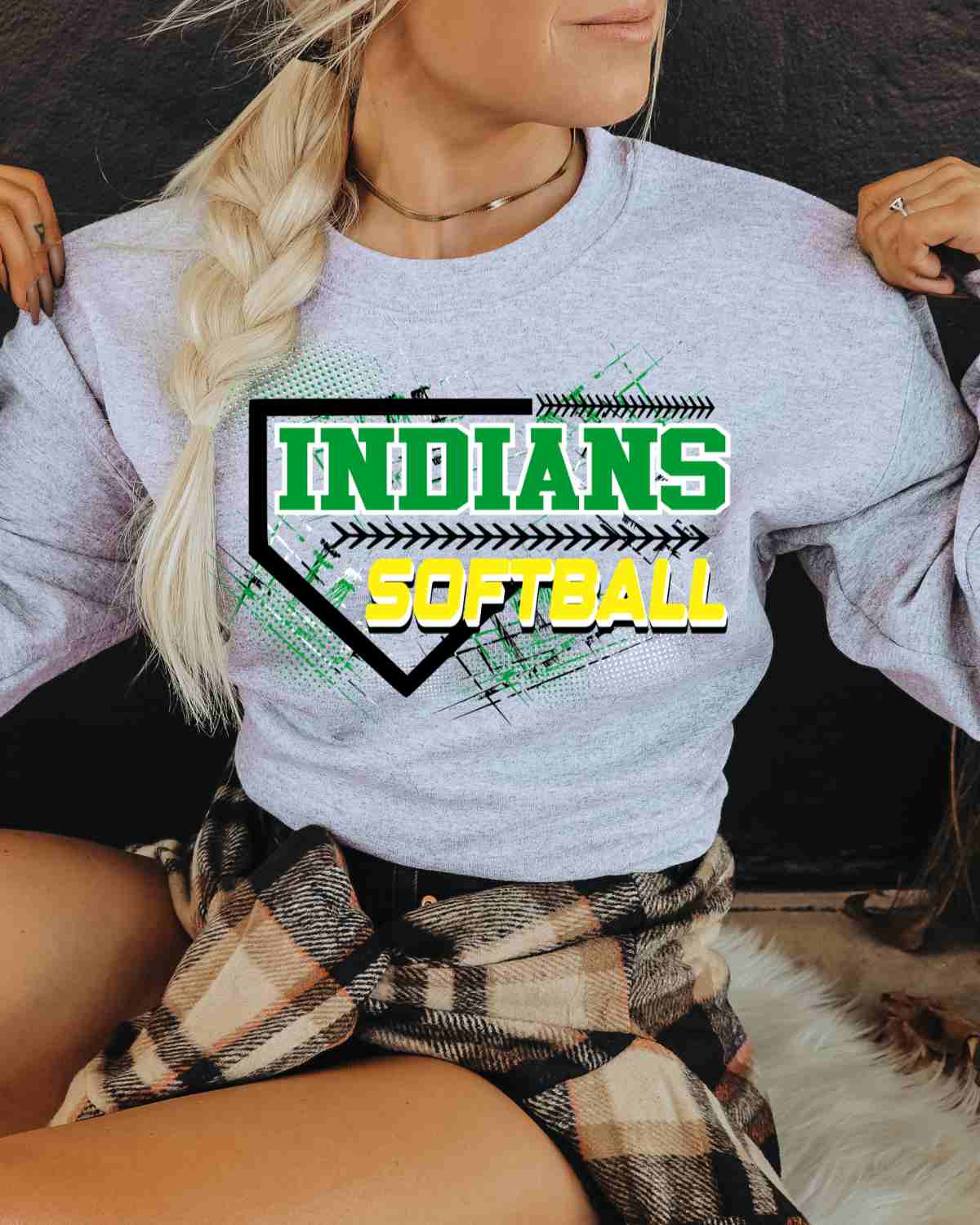 Indians Softball Home Plate Grunge DTF Transfer - Rustic Grace Heat Transfer Company