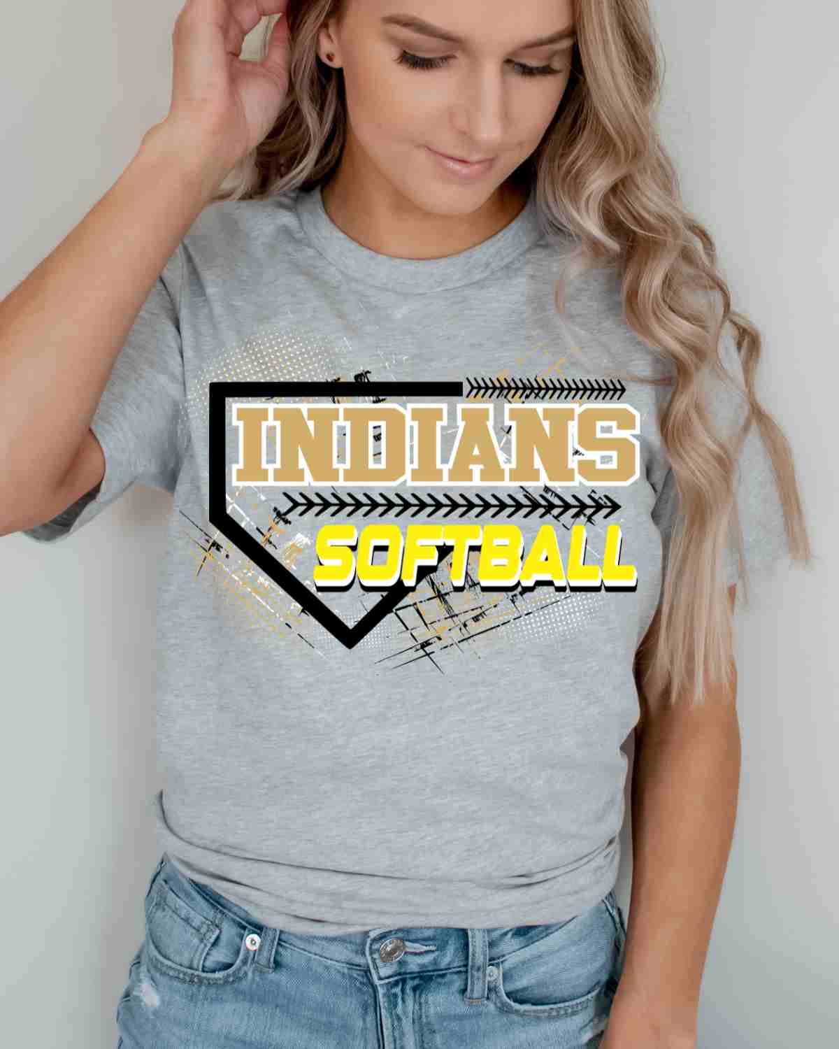 Indians Softball Home Plate Grunge DTF Transfer - Rustic Grace Heat Transfer Company