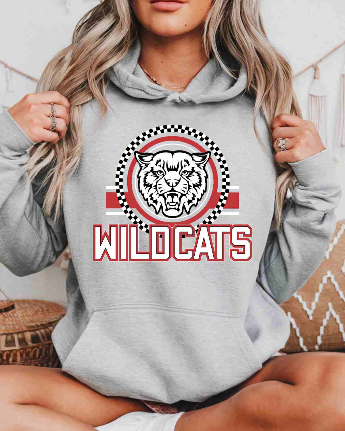 Wildcats Checkered Circle Logo DTF Transfer - Rustic Grace Heat Transfer Company