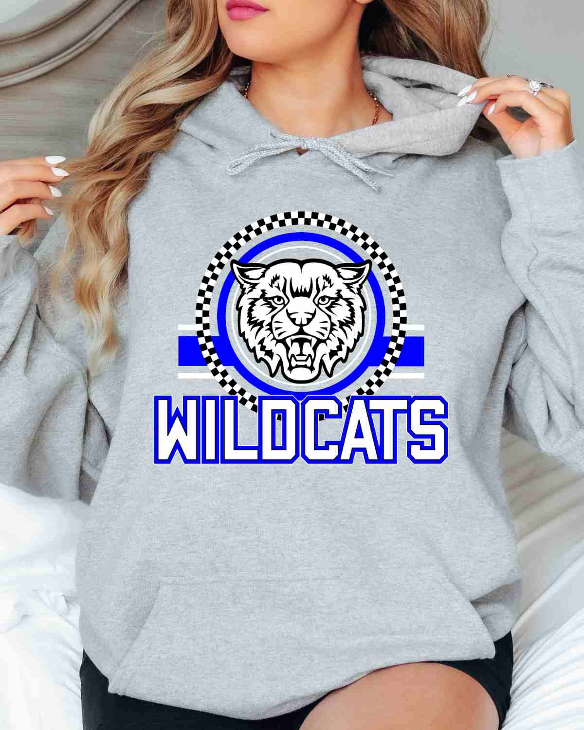 Wildcats Checkered Circle Logo DTF Transfer - Rustic Grace Heat Transfer Company
