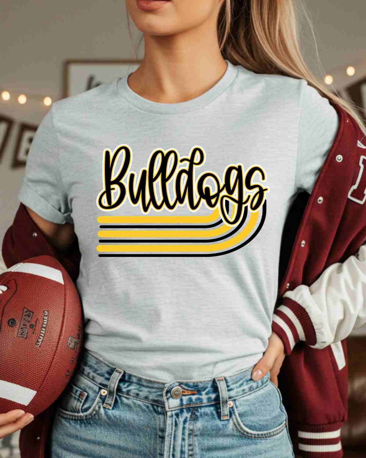 Bulldogs Retro Stripes DTF Transfer - Rustic Grace Heat Transfer Company