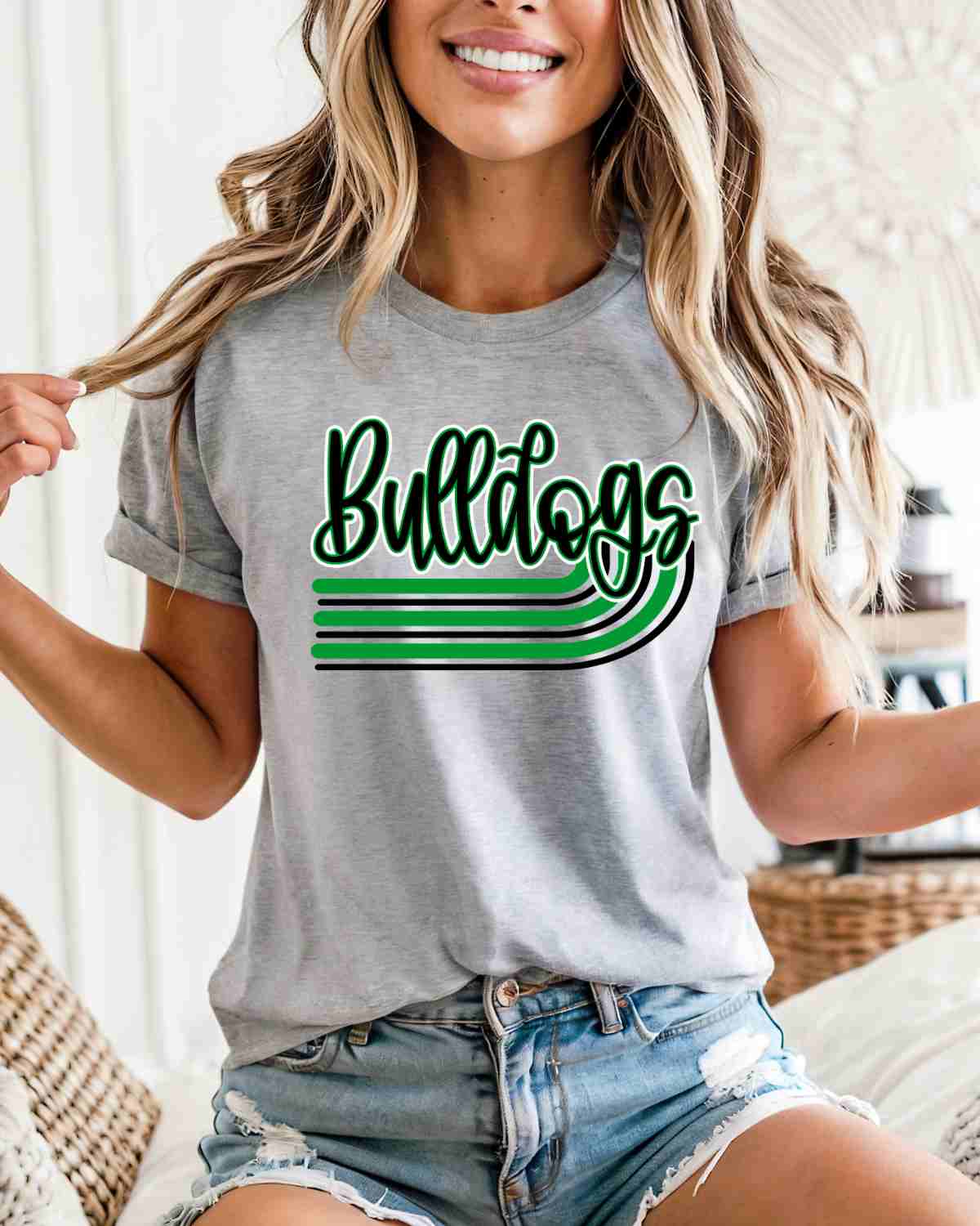 Bulldogs Retro Stripes DTF Transfer - Rustic Grace Heat Transfer Company