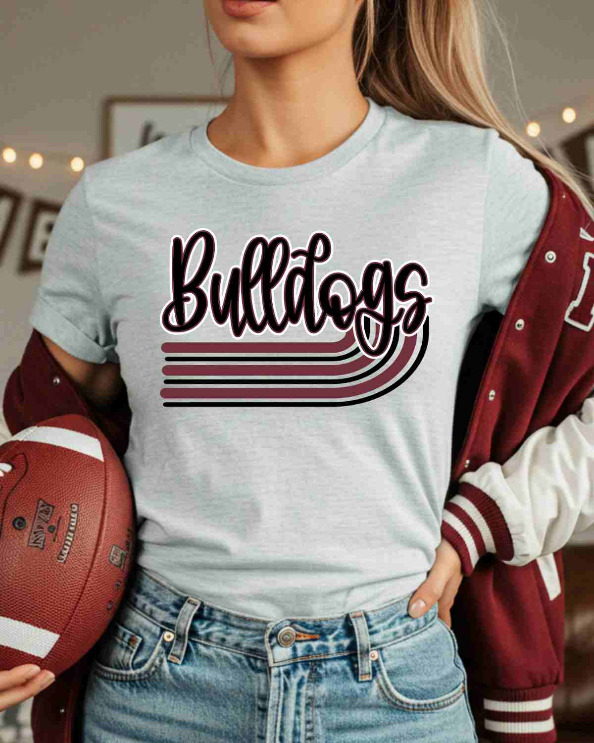 Bulldogs Retro Stripes DTF Transfer - Rustic Grace Heat Transfer Company