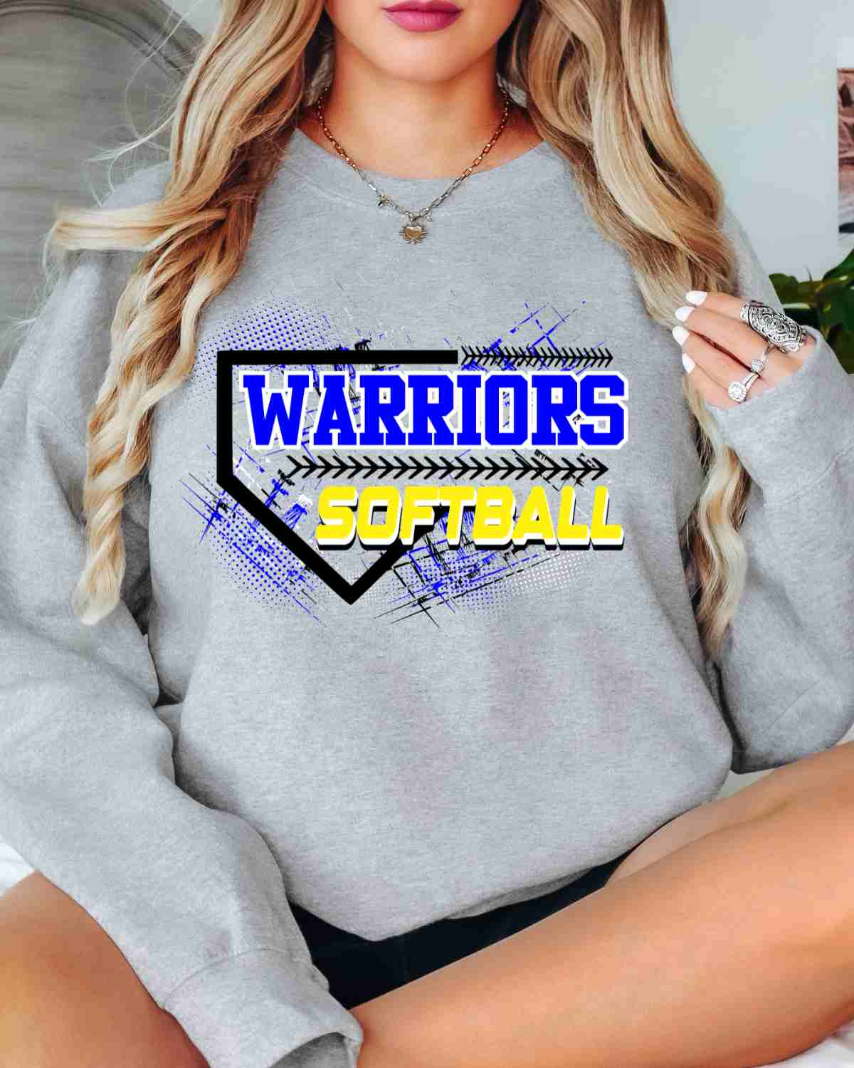 Warriors Softball Home Plate Grunge DTF Transfer - Rustic Grace Heat Transfer Company