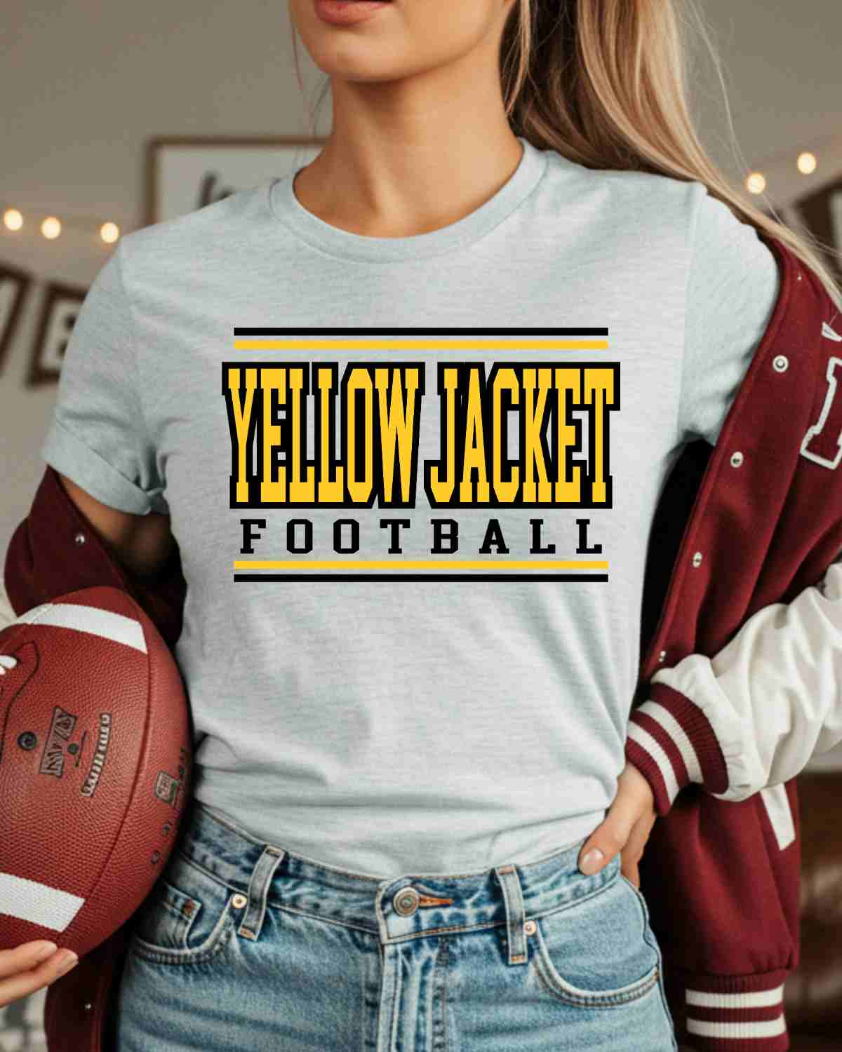 Yellow Jacket Football Lines DTF Transfer - Rustic Grace Heat Transfer Company