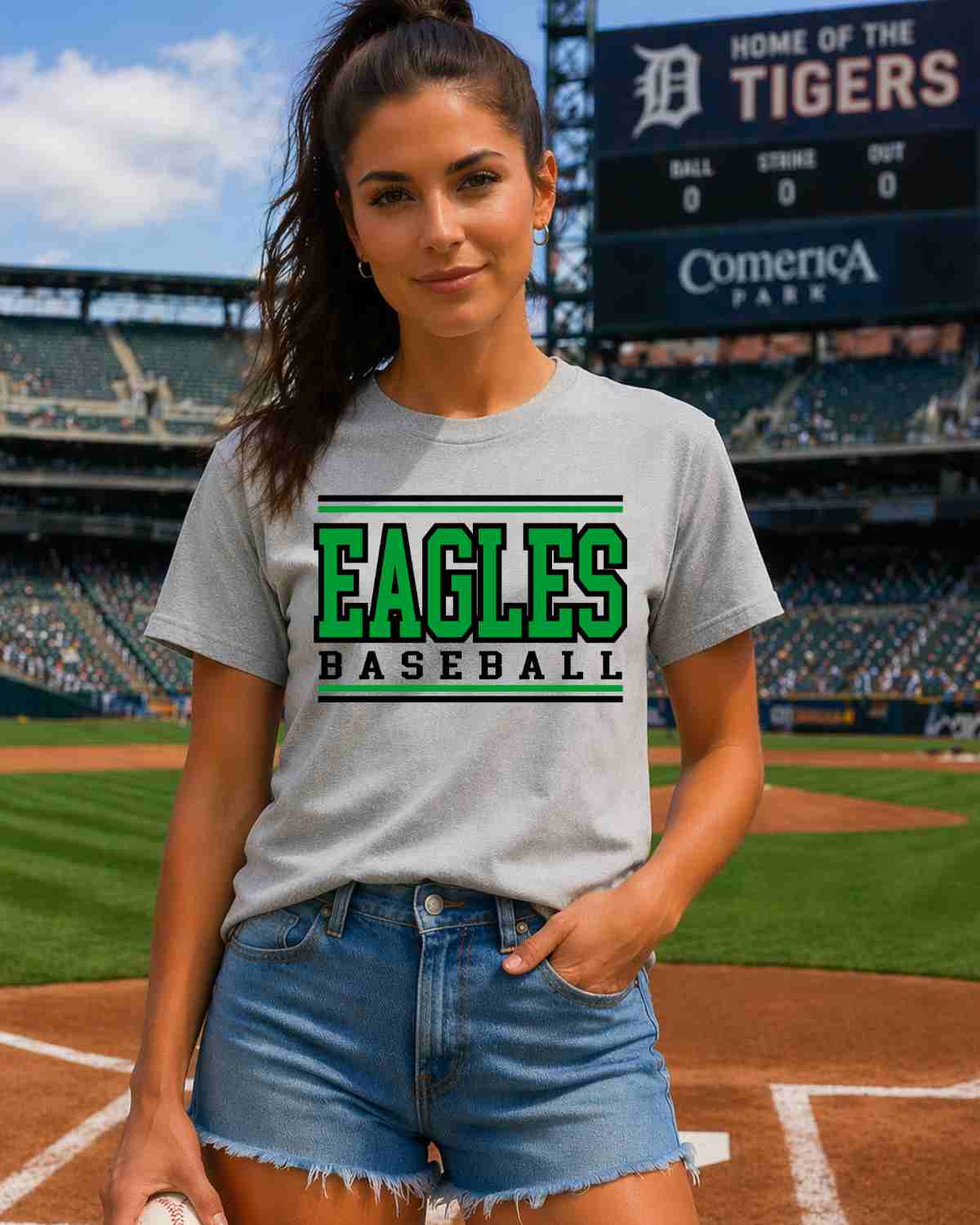 Eagles Baseball Stripes DTF Transfer - Rustic Grace Heat Transfer Company