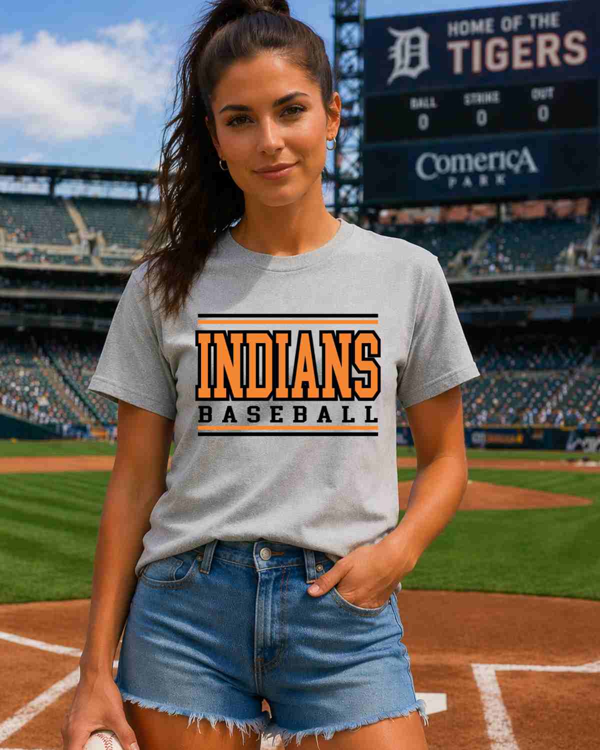 Indians Baseball Stripes DTF Transfer - Rustic Grace Heat Transfer Company