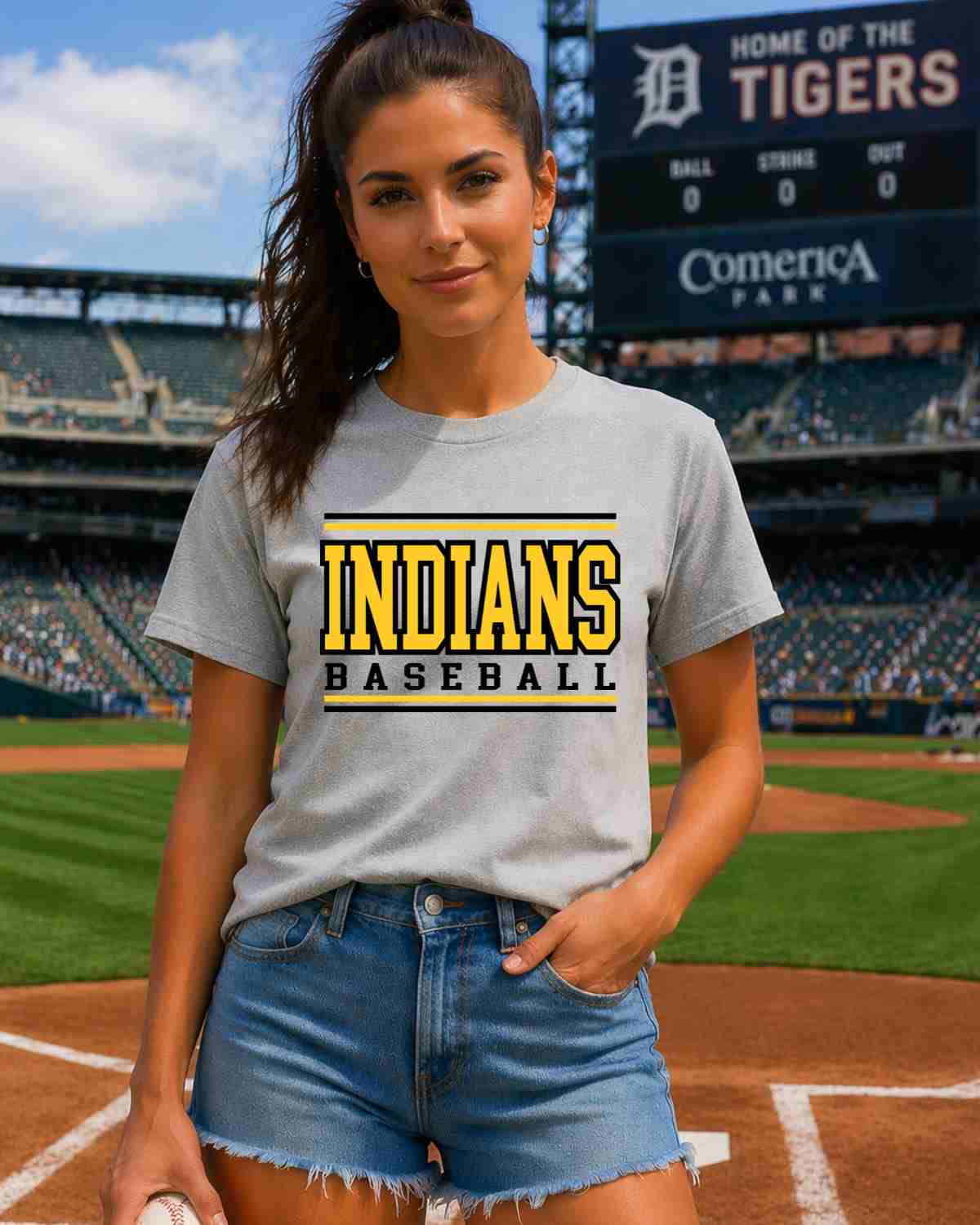 Indians Baseball Stripes DTF Transfer - Rustic Grace Heat Transfer Company