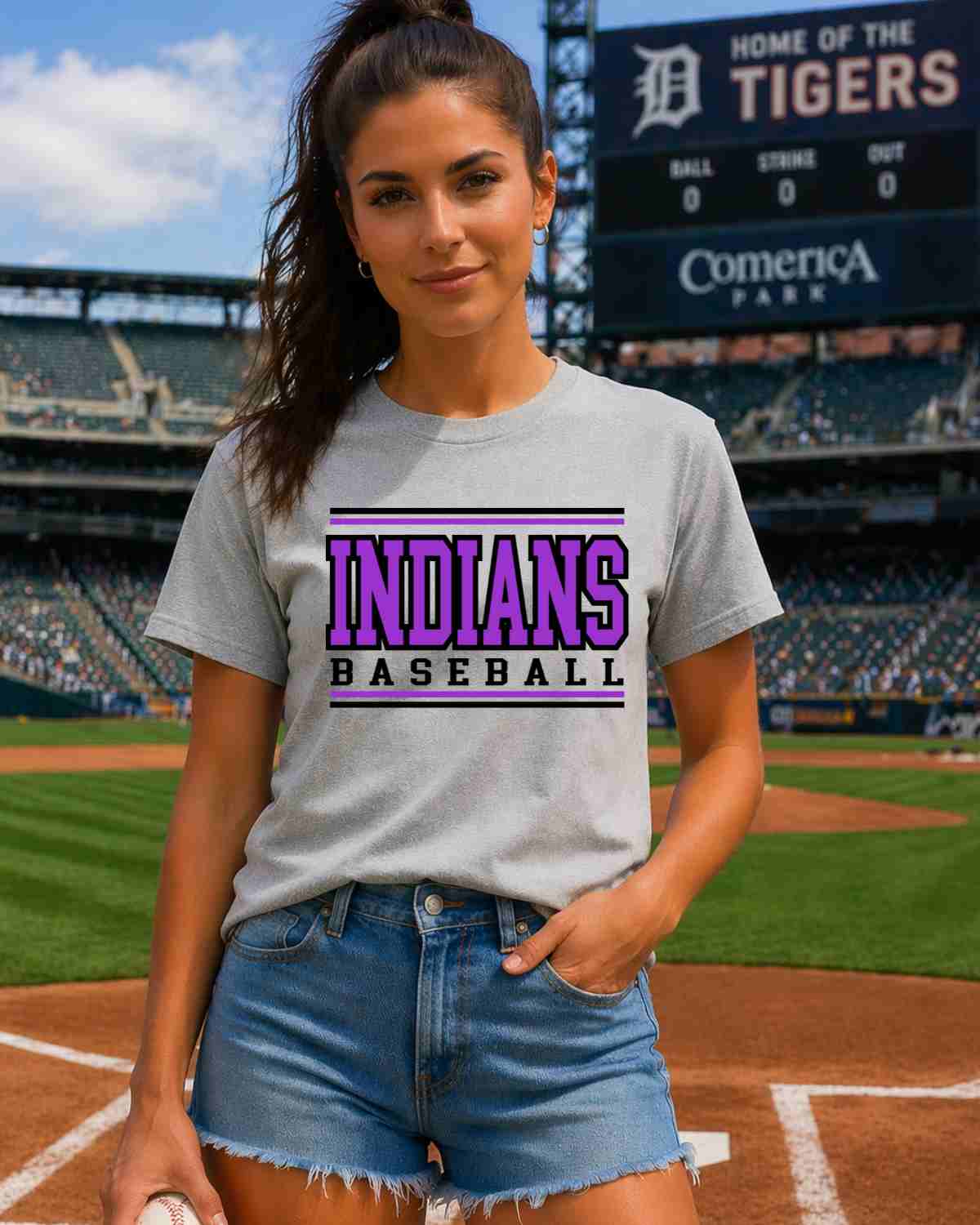 Indians Baseball Stripes DTF Transfer - Rustic Grace Heat Transfer Company