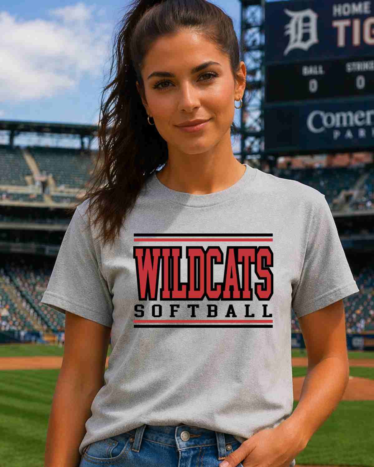 Wildcats Softball Stripes DTF Transfer - Rustic Grace Heat Transfer Company