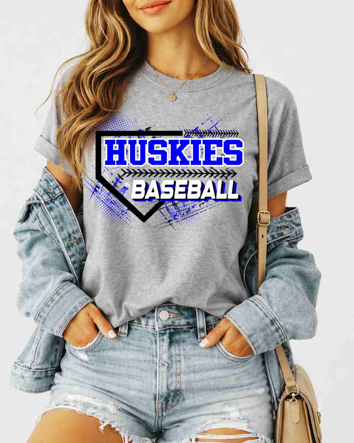 Huskies Baseball Home Plate Grunge DTF Transfer - Rustic Grace Heat Transfer Company