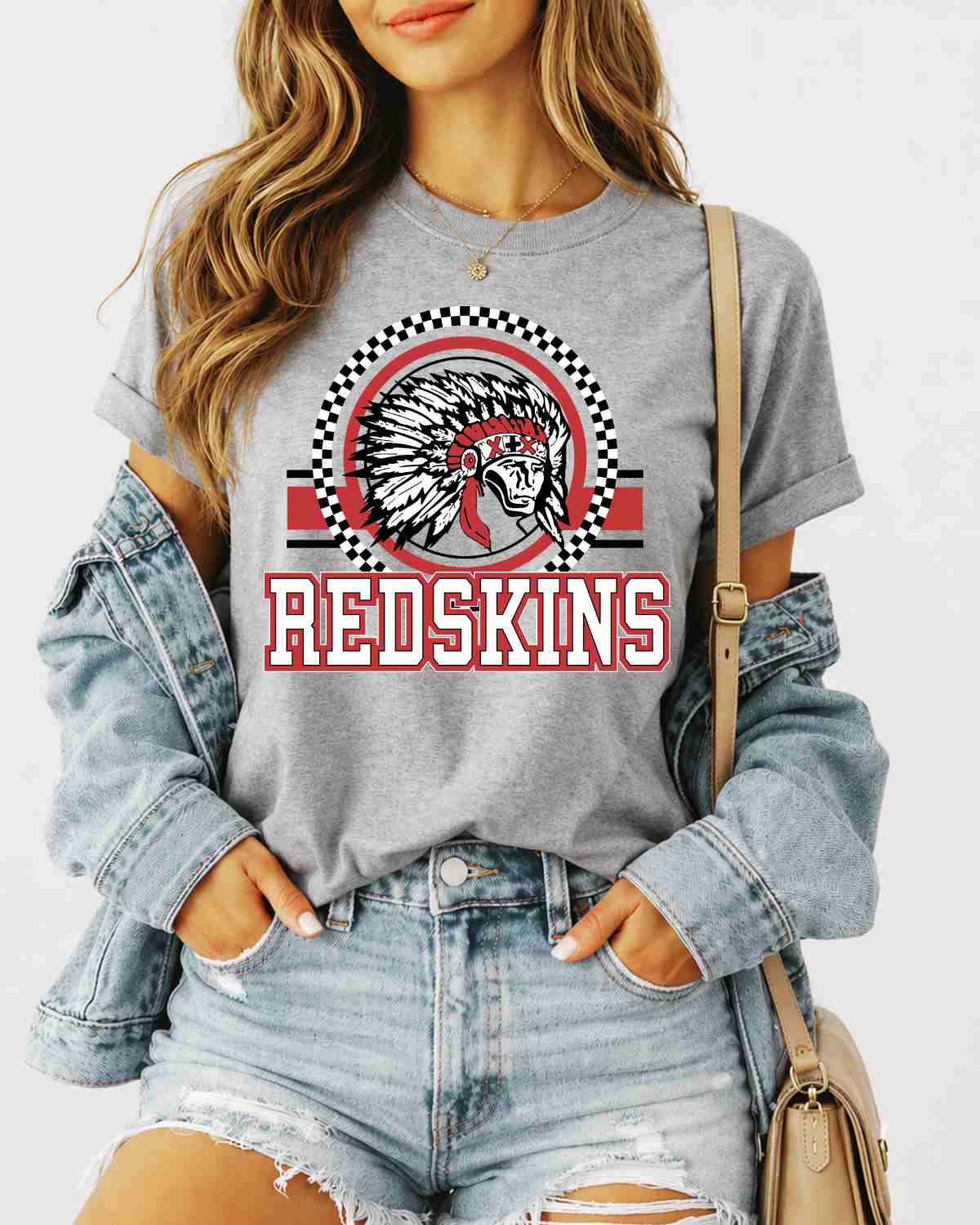 Redskins Checkered Circle Logo DTF Transfer - Rustic Grace Heat Transfer Company