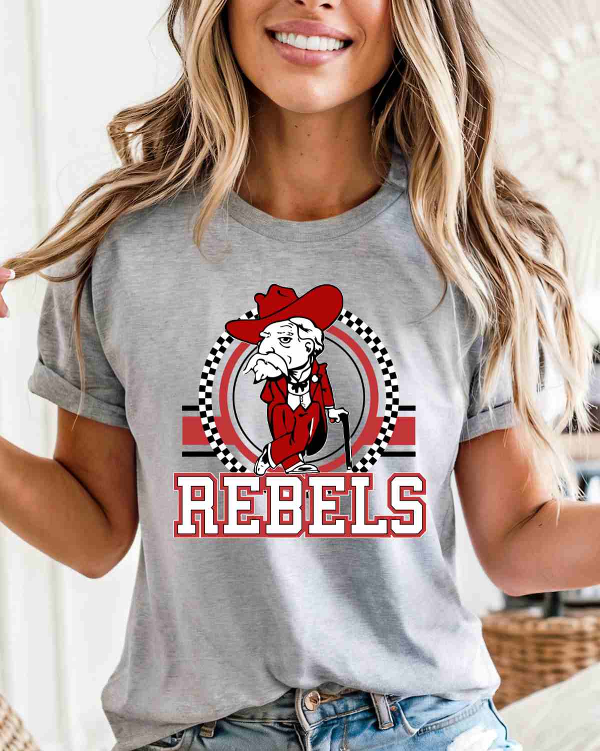 Rebels Checkered Circle Logo DTF Transfer - Rustic Grace Heat Transfer Company