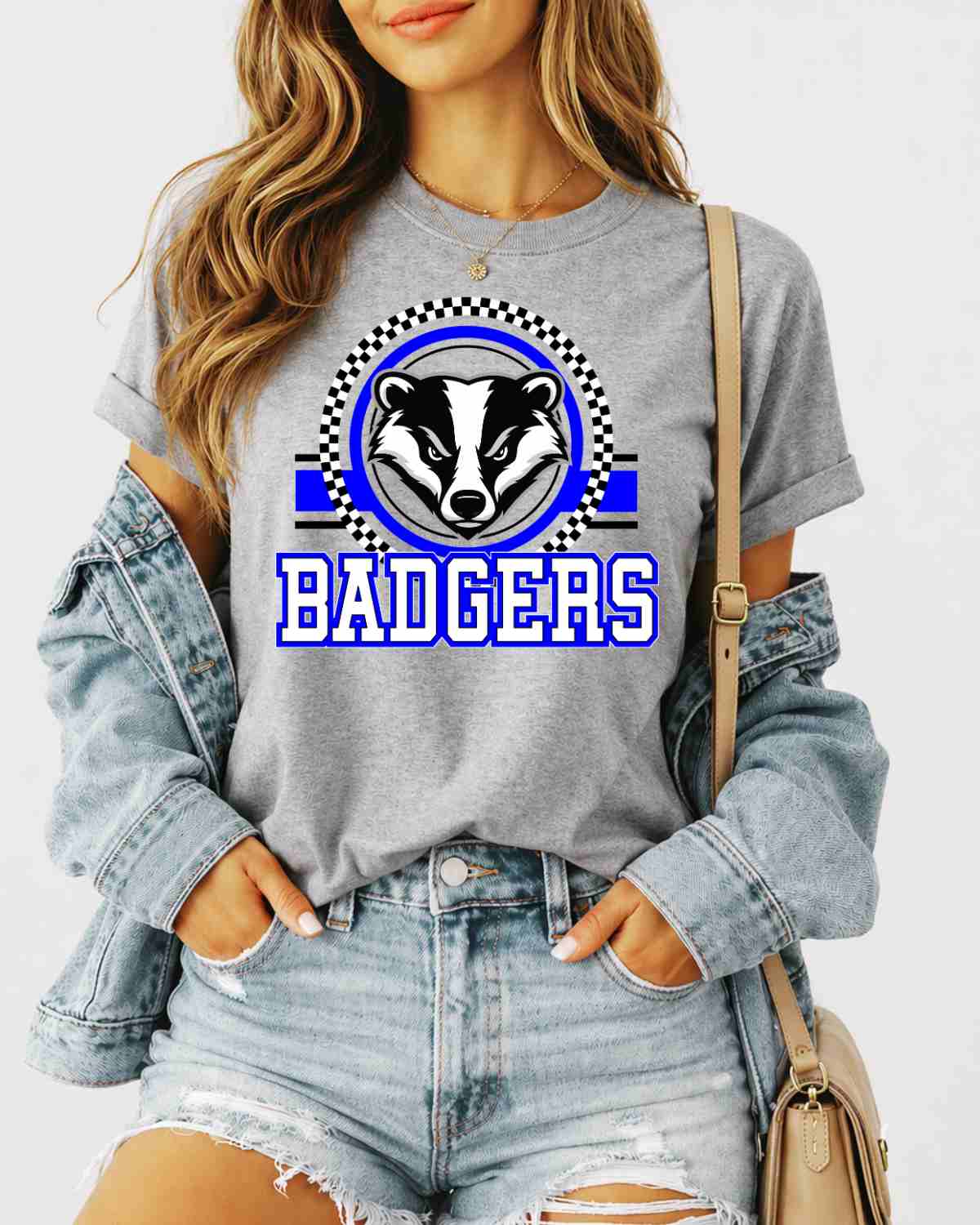 Badgers Checkered Circle Logo DTF Transfer - Rustic Grace Heat Transfer Company