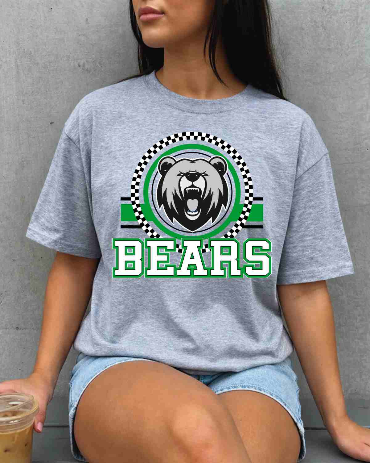 Bears Checkered Circle Logo DTF Transfer - Rustic Grace Heat Transfer Company