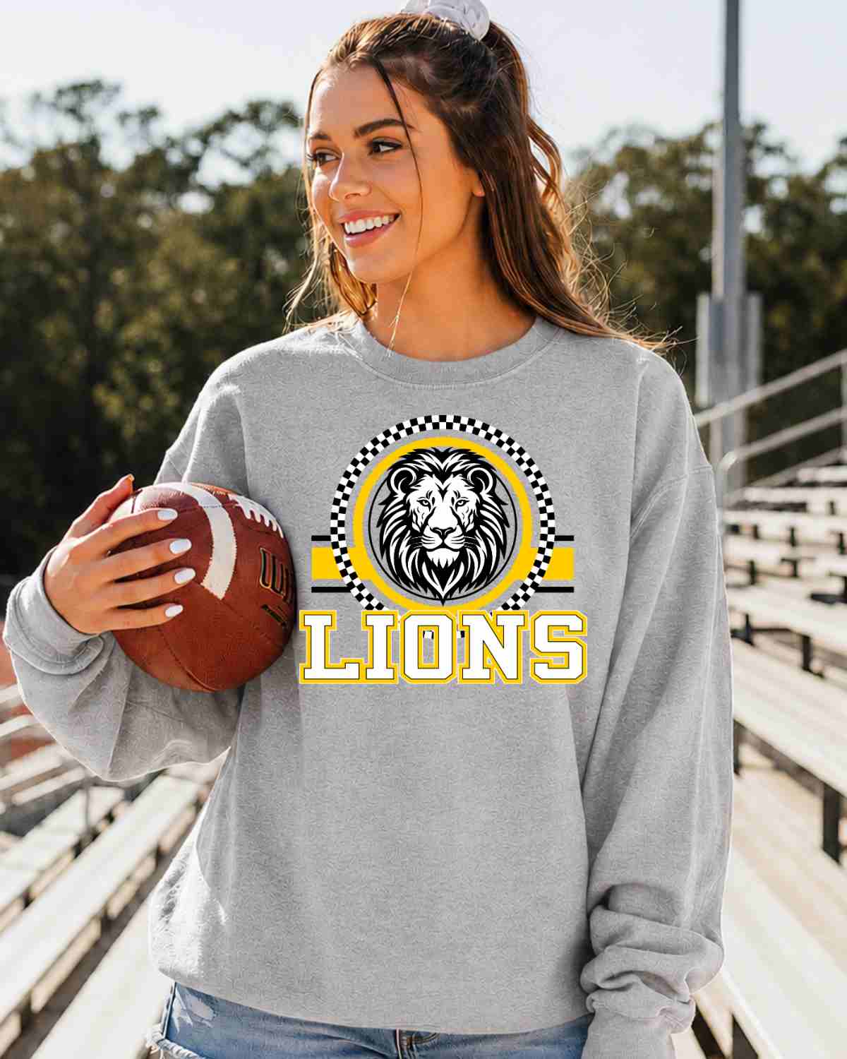 Lions Checkered Circle Logo DTF Transfer