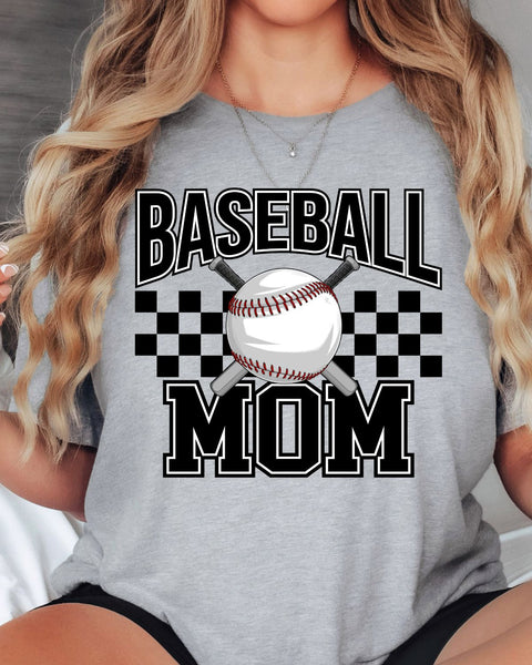 Baseball Mom Checkered DTF Transfer