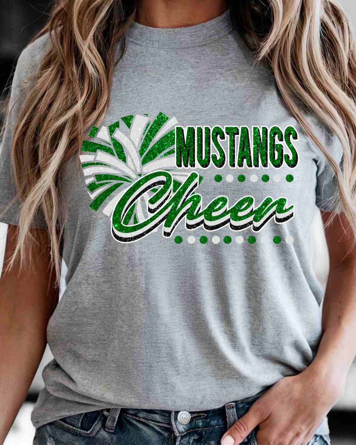Mustangs Cheer Pom with Dots DTF Transfer