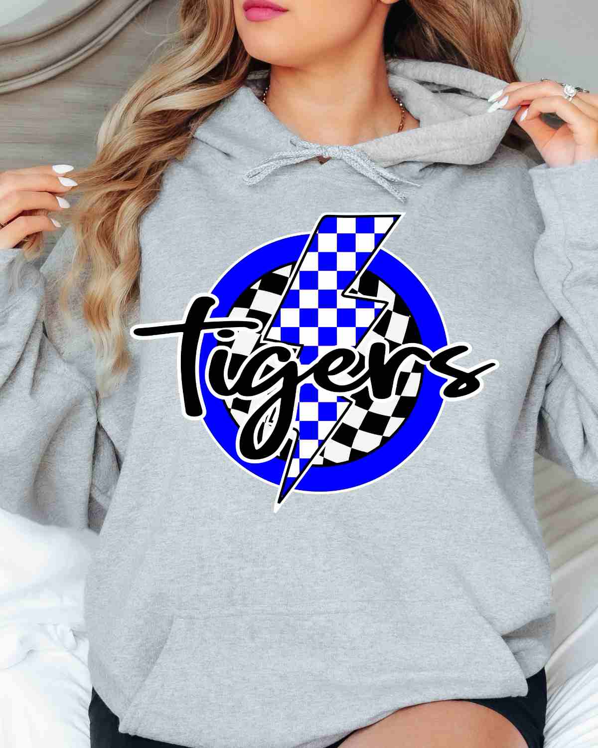 Tigers Checkered Bolt Circle DTF Transfer - Rustic Grace Heat Transfer Company
