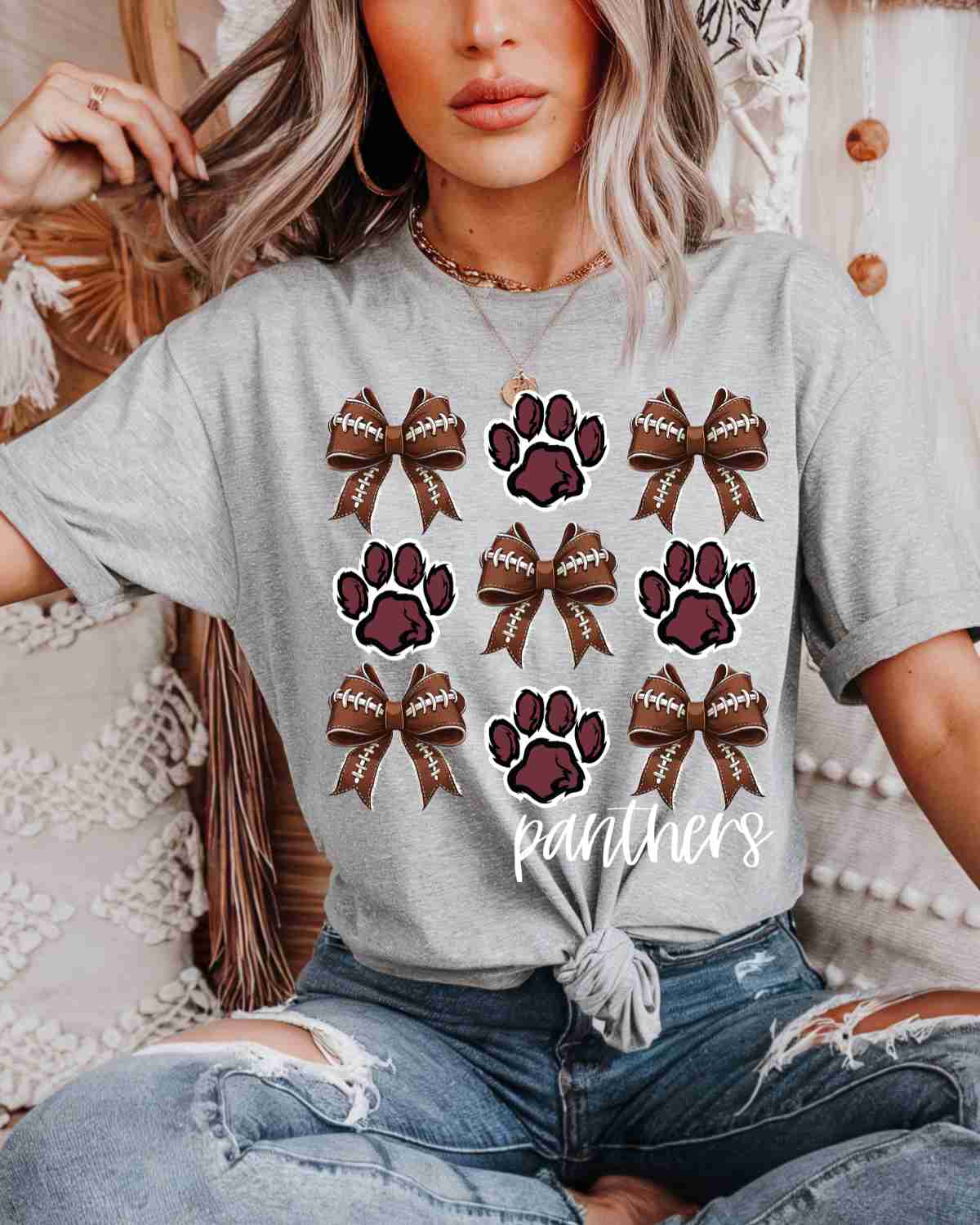 Panthers Football Coquette Bows DTF Transfer